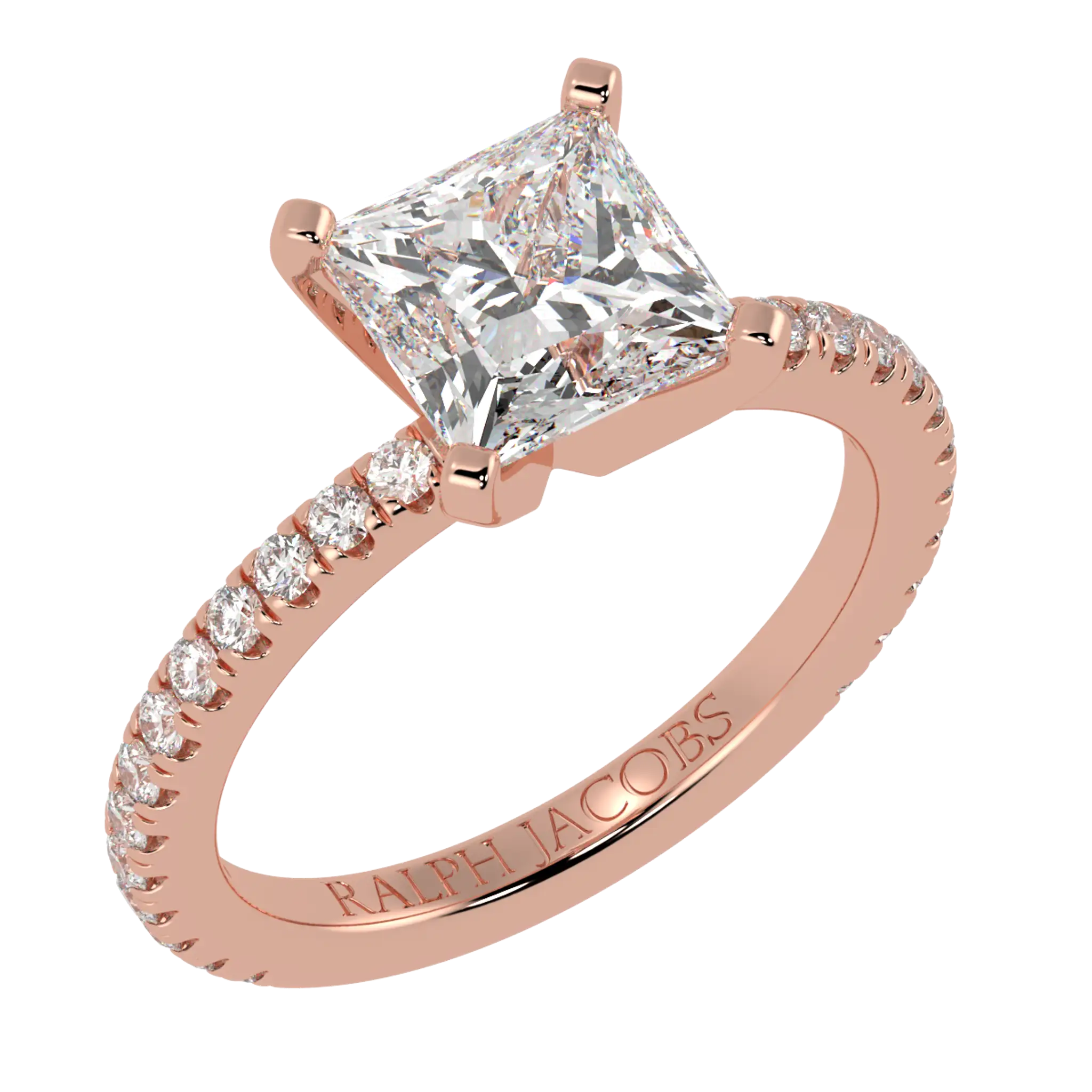 Nikki 14K Rose Gold Accent Moissanite Engagement Rings | Princess Shape