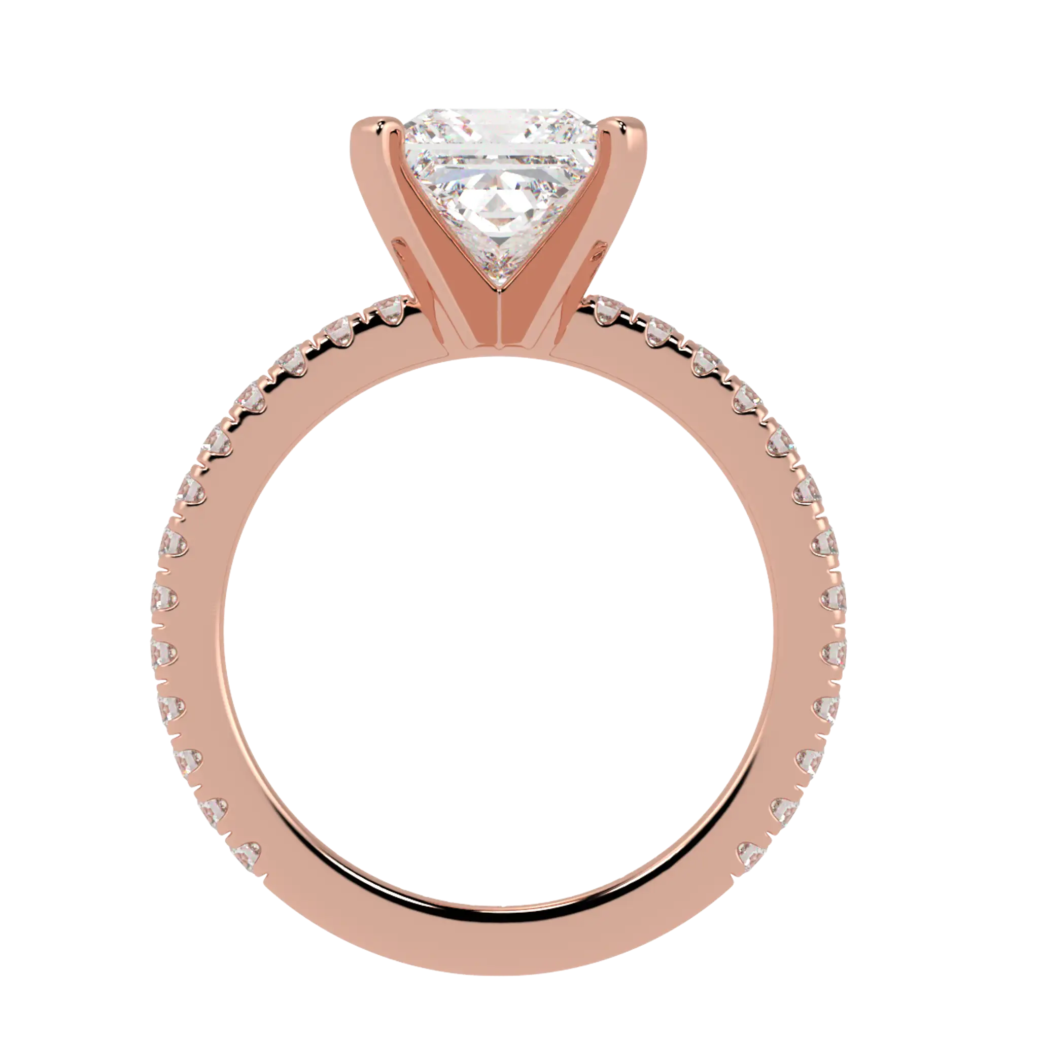 Bagues de fiançailles Nikki en or rose 14 carats | Forme princesse