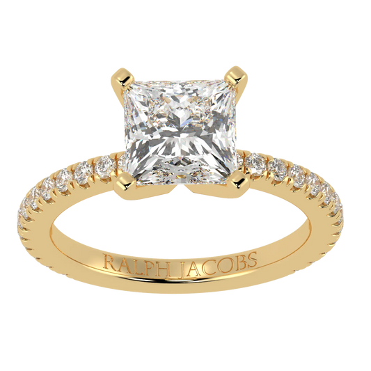 Nikki 9K Yellow Gold Accent Engagement Rings | Princess Shape