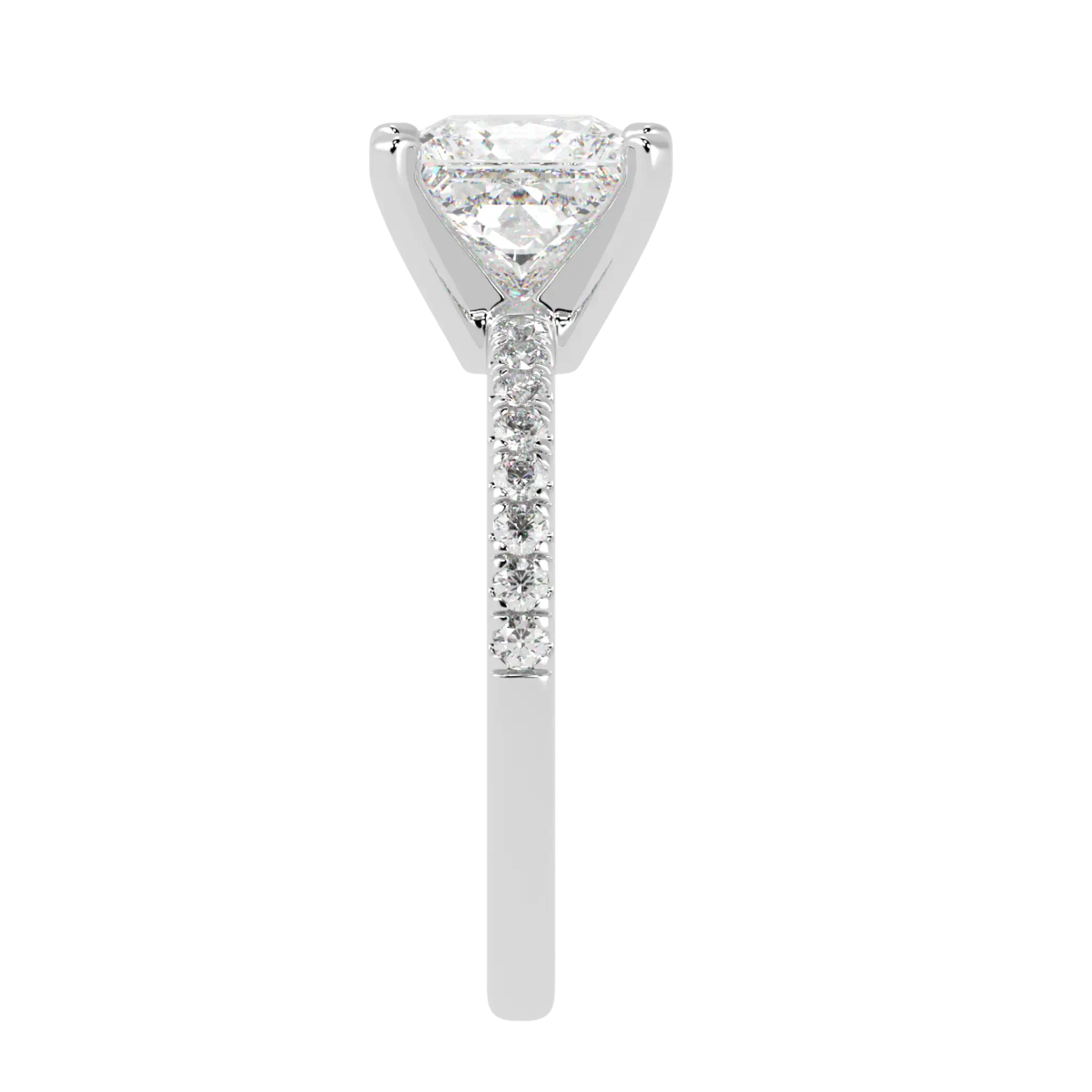 Bagues de fiançailles Nikki Platinum Accent Moissanite | Forme princesse