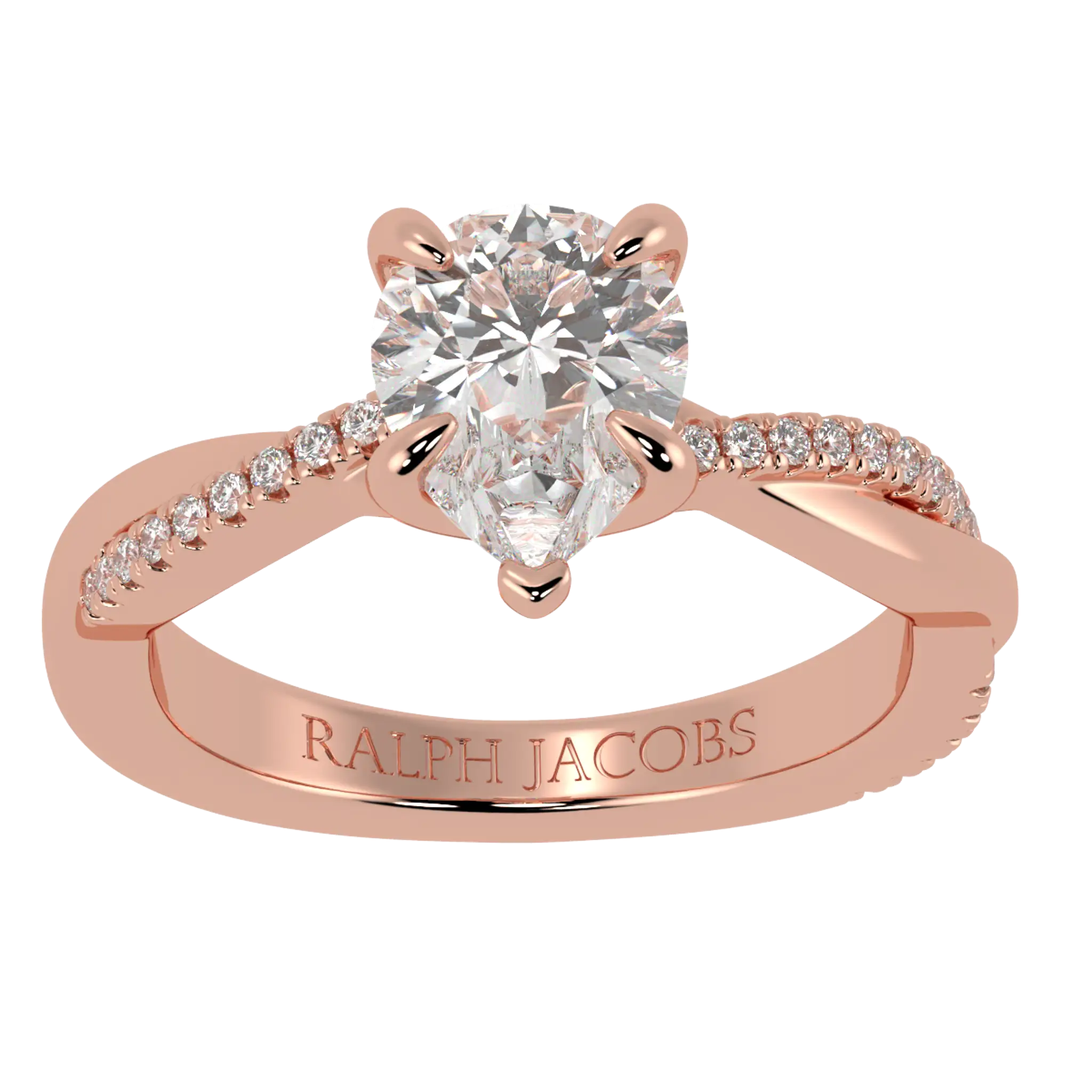 Bague de fiançailles Jasmine en or rose 14 carats | Forme poire