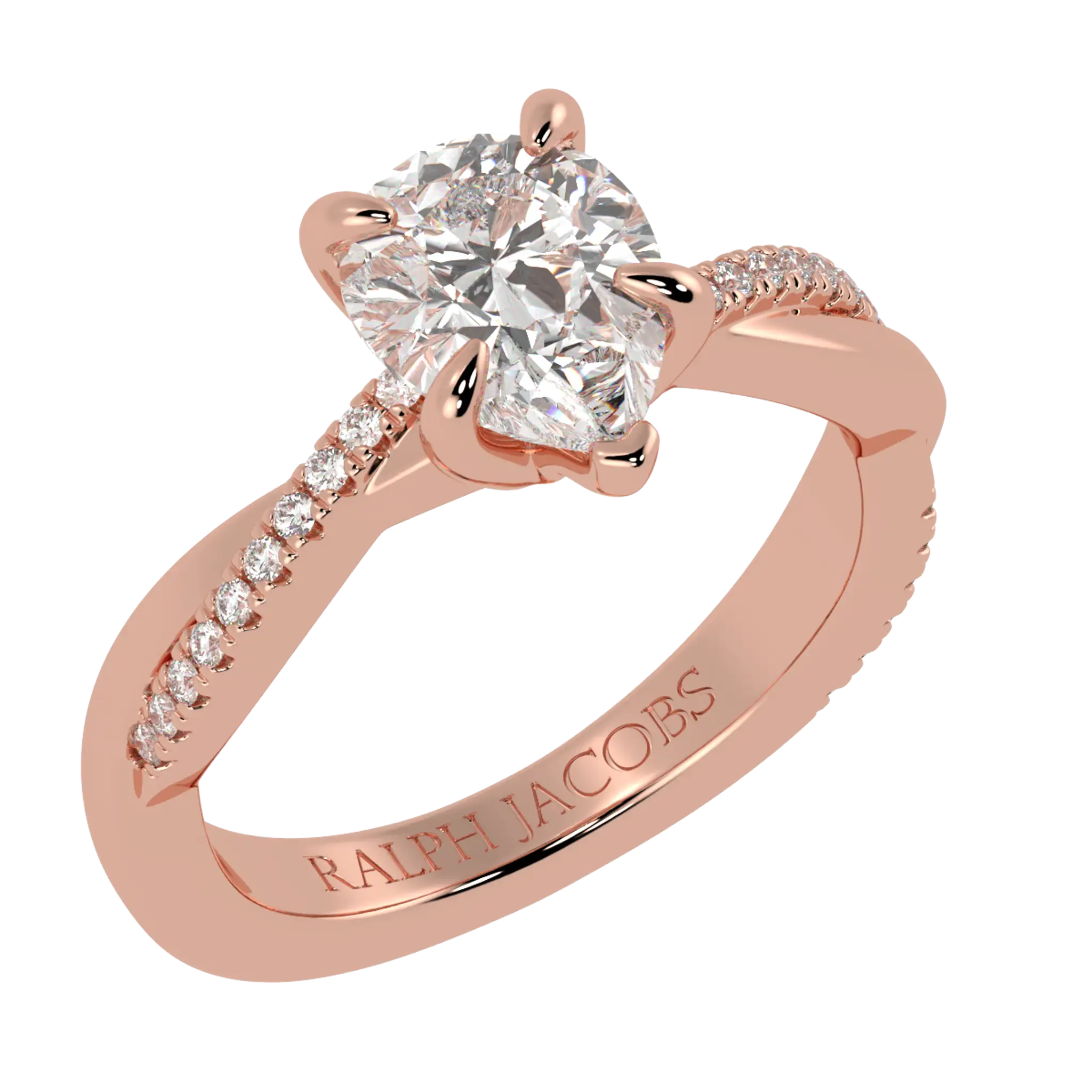 Jasmine 14K Rose Gold Accent Engagement Ring | Pear Shape