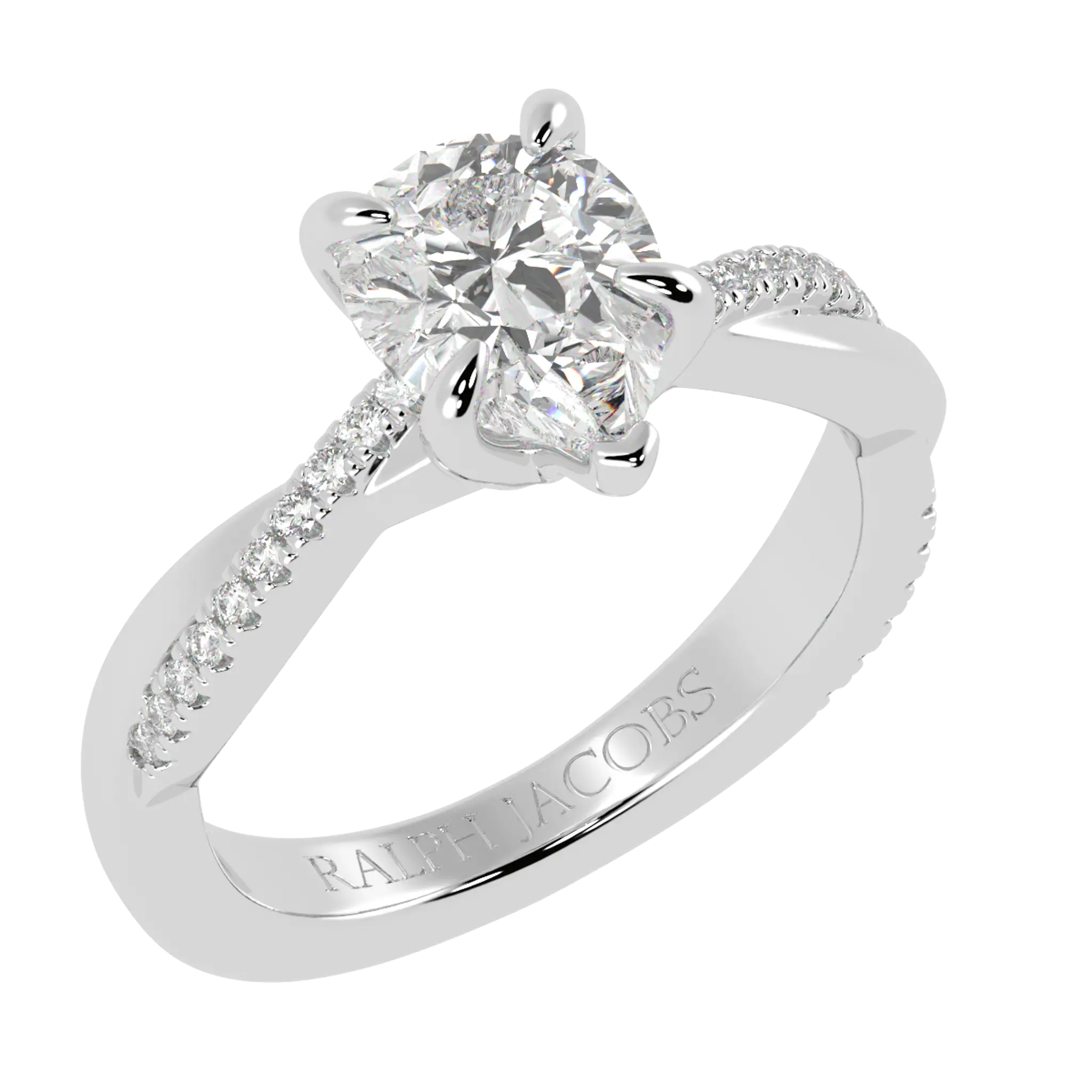 Jasmine Platinum Accent Engagement Ring | Pear Shape