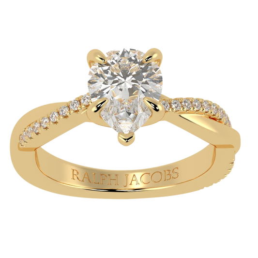 Jasmine 9K Yellow Gold Accent Engagement Ring | Pear Shape