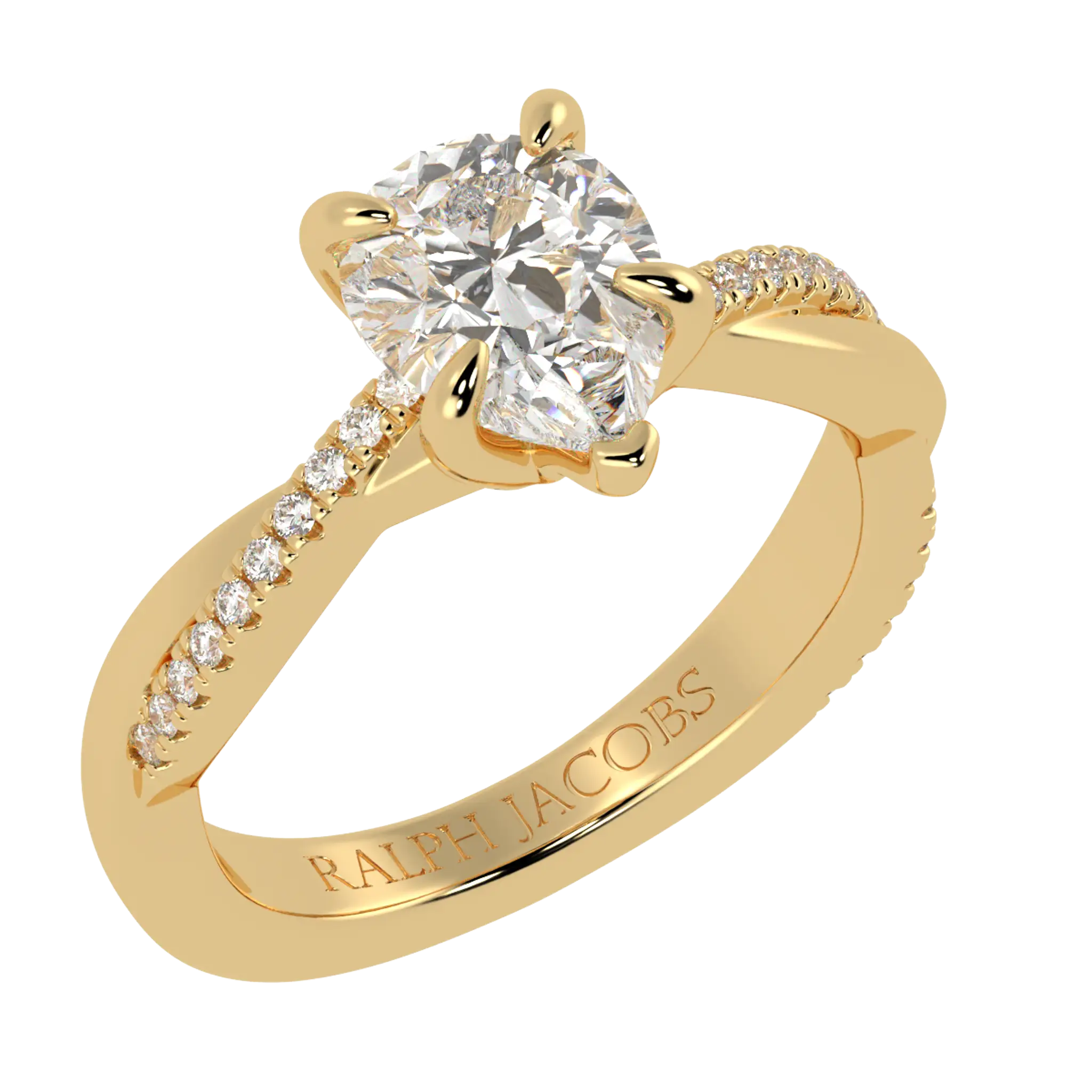 Jasmine 9K Yellow Gold Accent Engagement Ring | Pear Shape