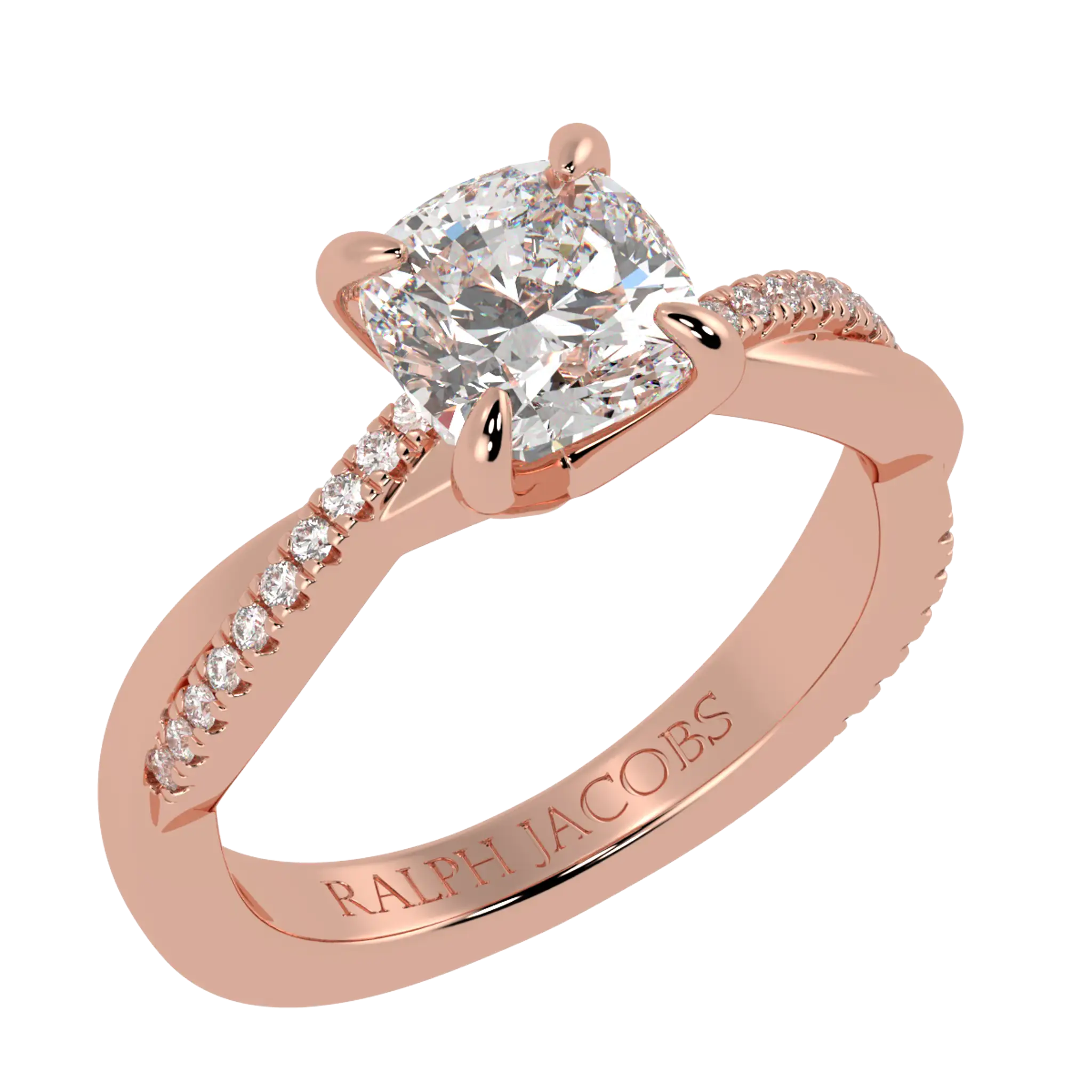 Jasmine 14K Rose Gold Accent Engagement Ring | Cushion Shape