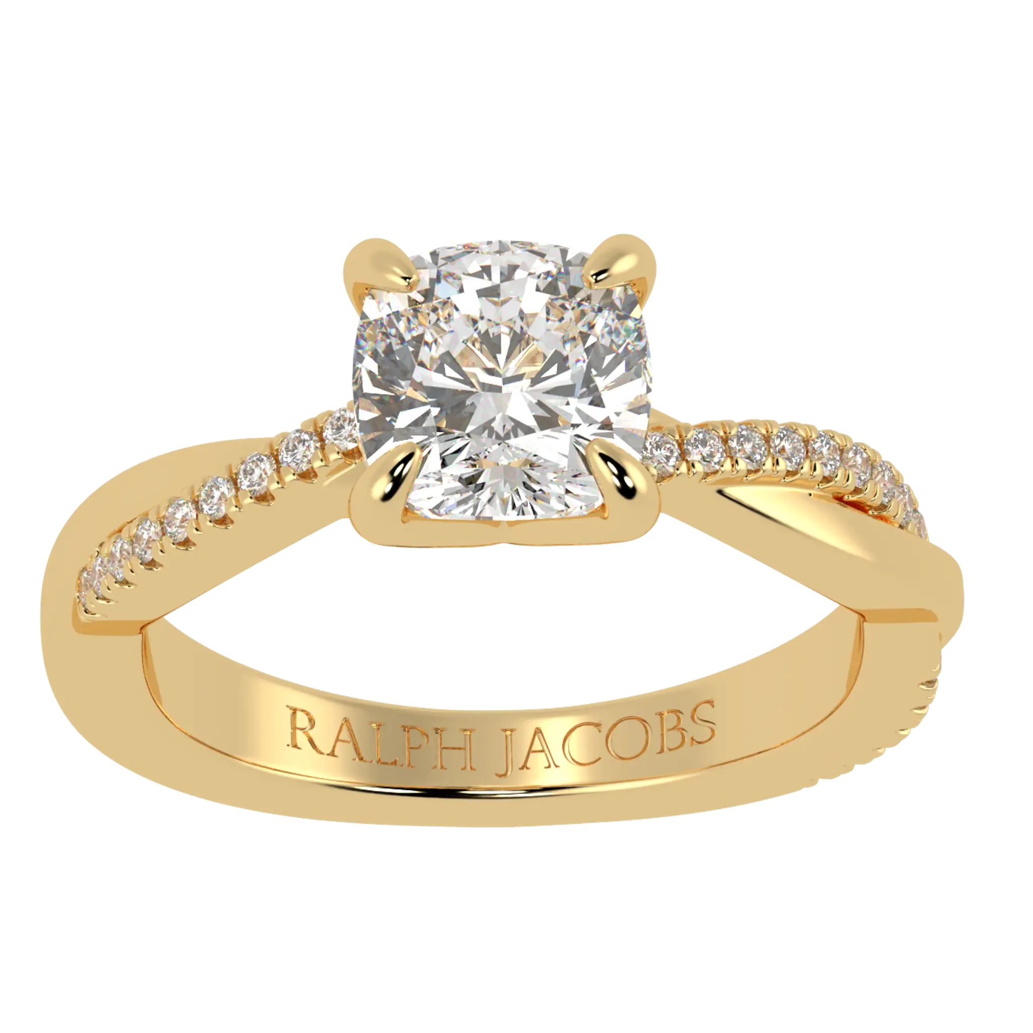 Jasmine 9K Yellow Gold Accent Engagement Ring | Cushion Shape