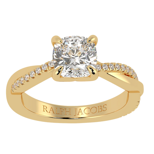 Jasmine 9K Yellow Gold Accent Engagement Ring | Cushion Shape