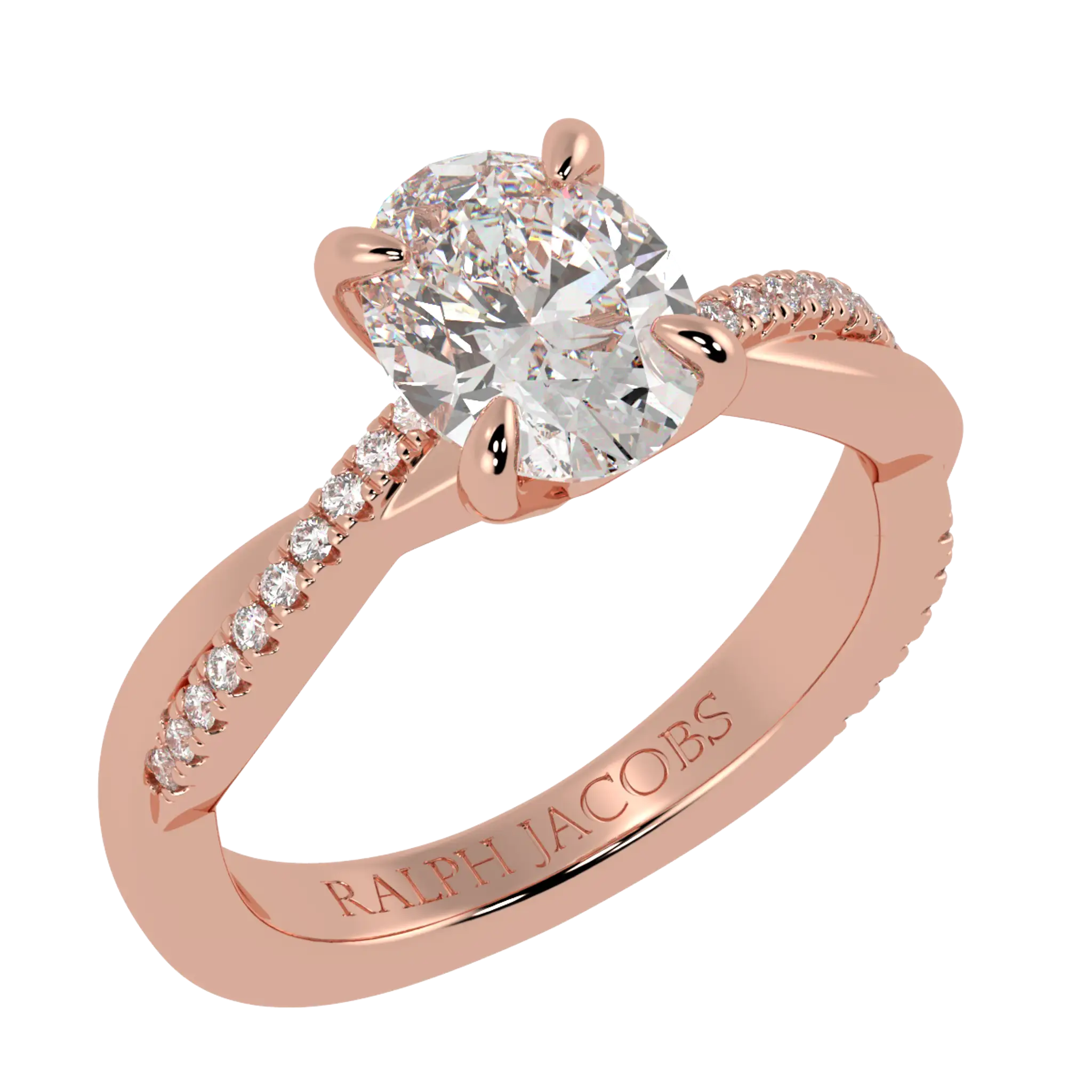 Jasmine 14K Rose Gold Accent Engagement Ring | Oval Shape