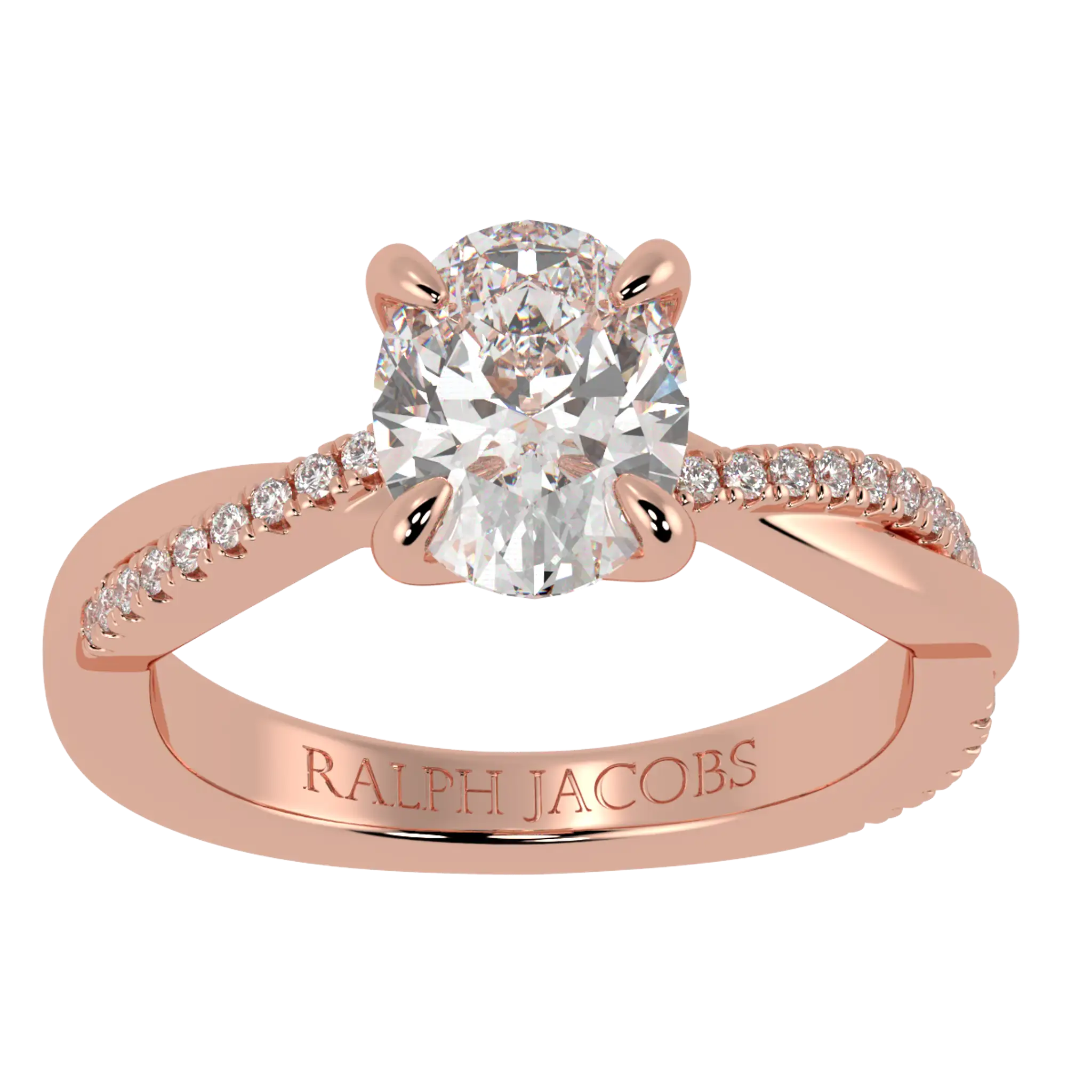 Bague de fiançailles Jasmine en or rose 14 carats | Forme ovale