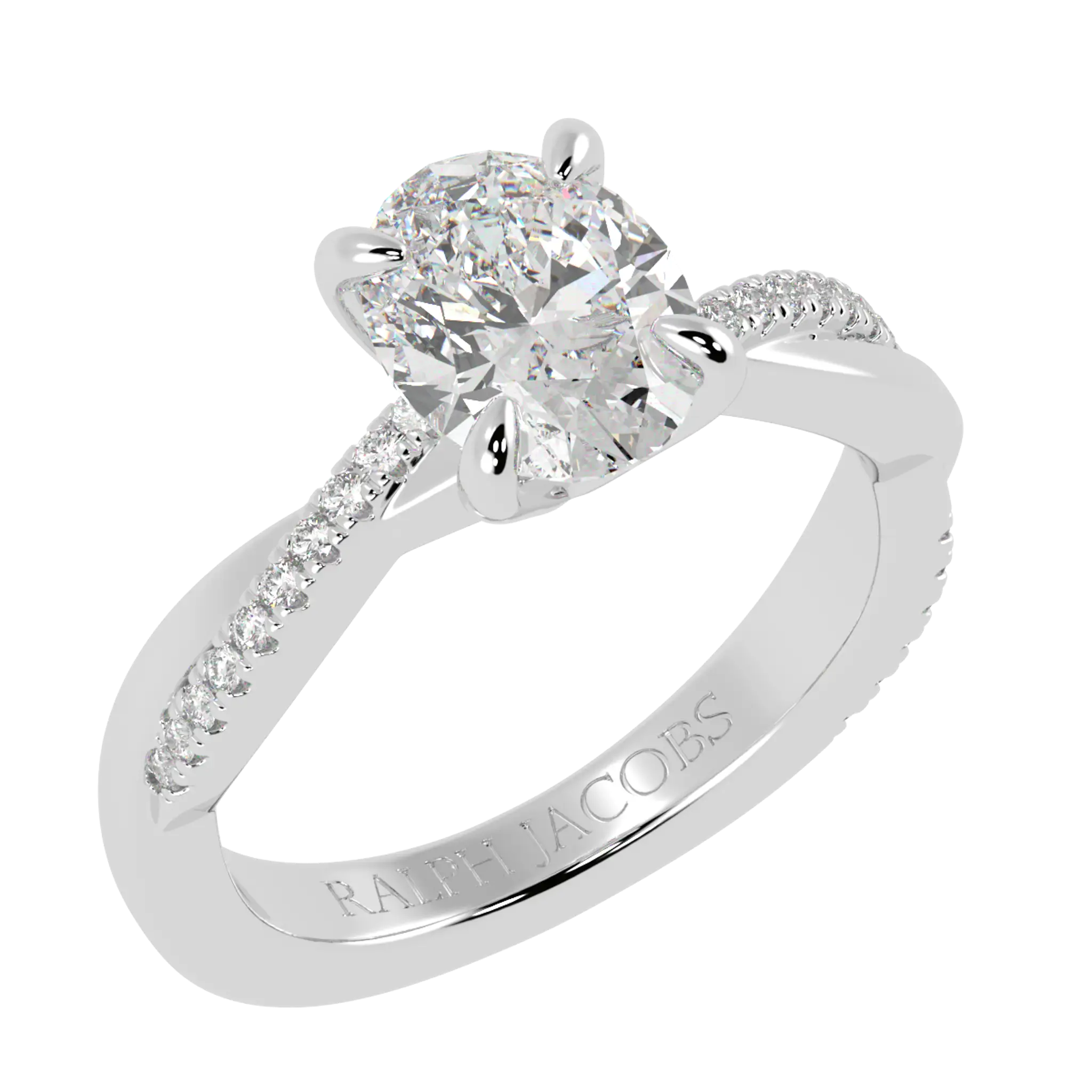 Jasmine 9K White Gold Accent Engagement Ring | Oval Shape