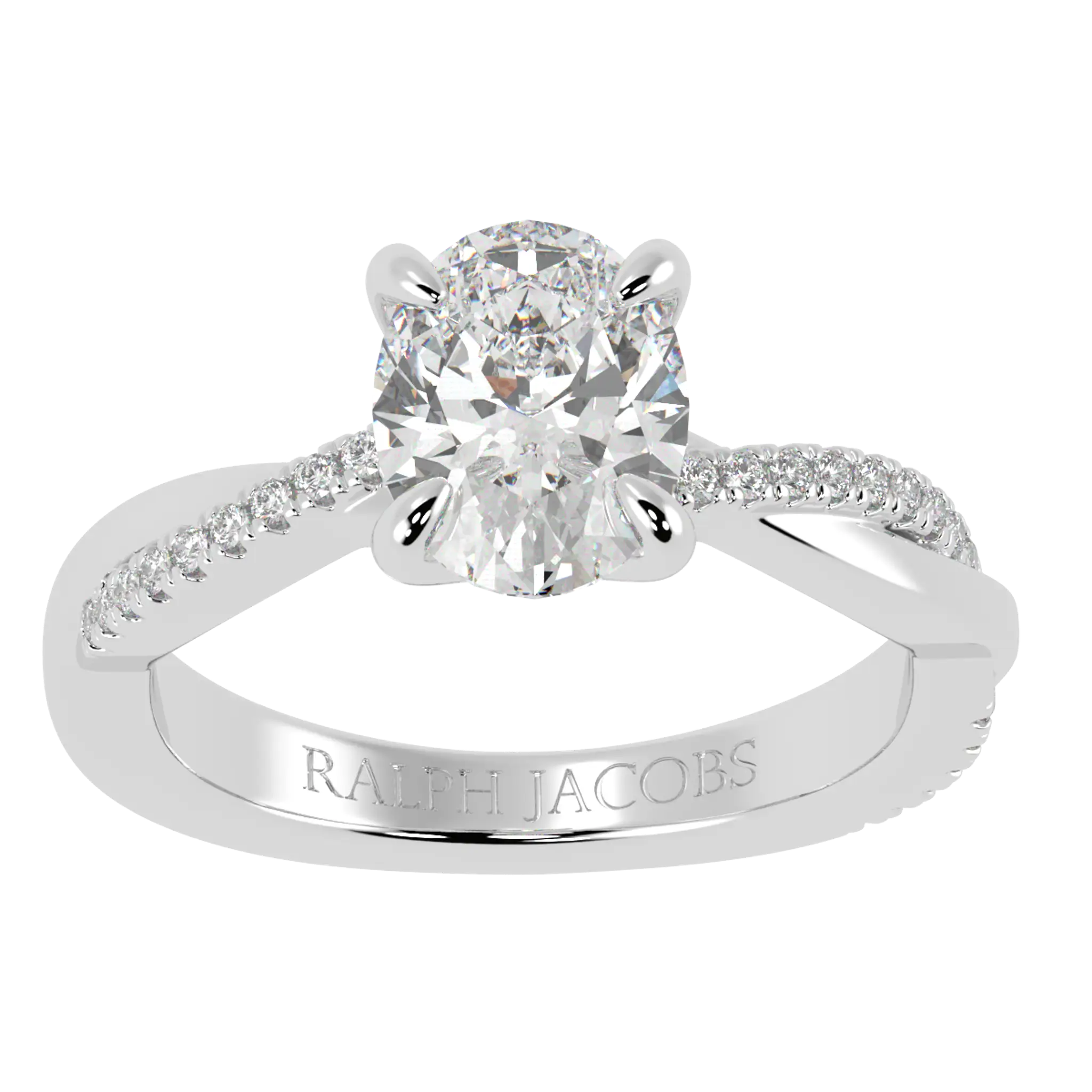 Jasmine 18K White Gold Accent Engagement Ring | Oval Shape