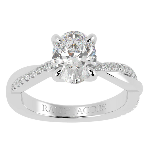 Jasmine Platinum Accent Engagement Ring | Oval Shape