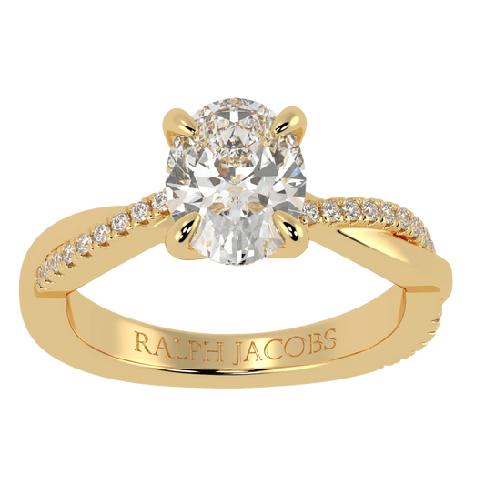 Jasmine 9K Yellow Gold Accent Engagement Ring | Oval Shape