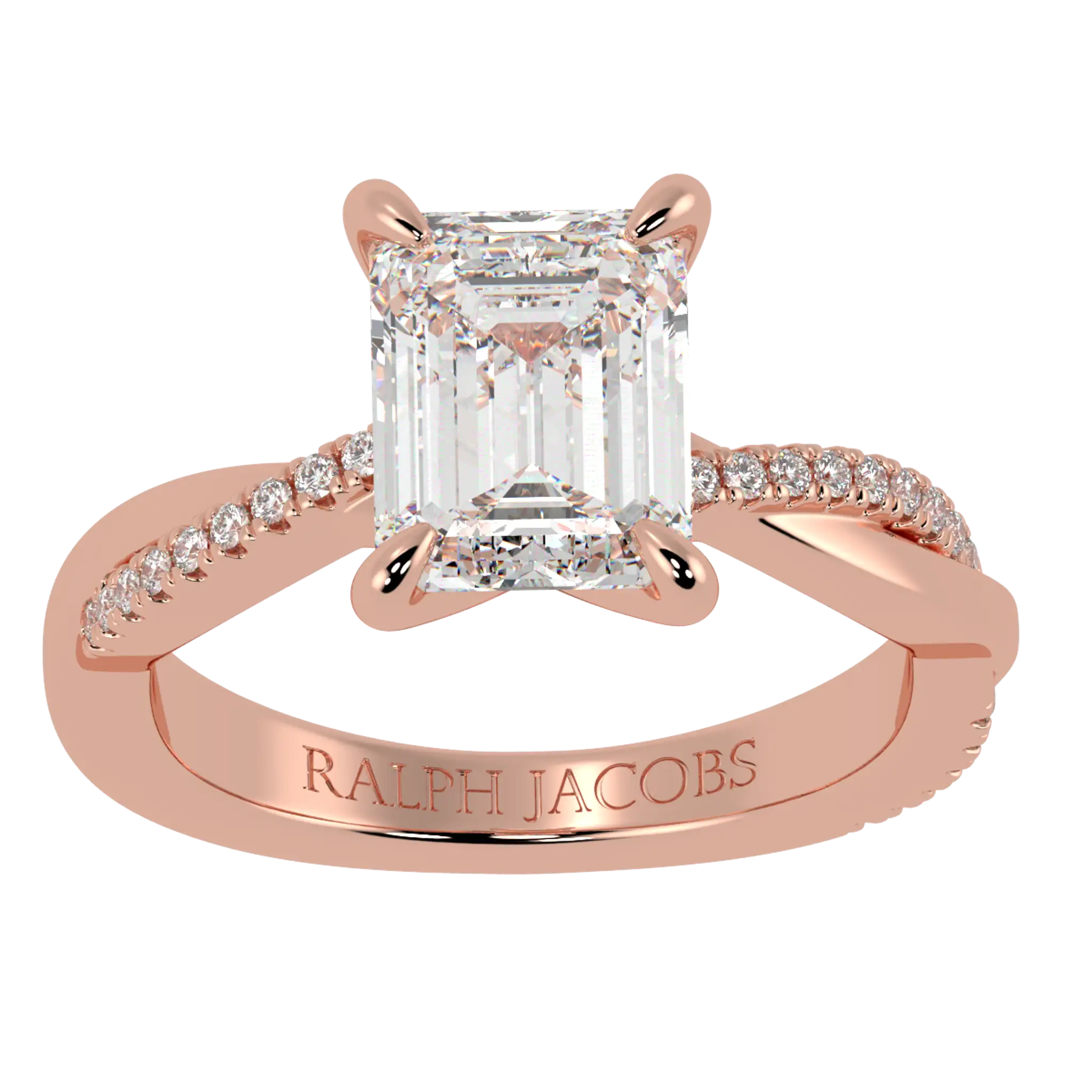 Jasmine 14K Rose Gold Accent Engagement Ring | Emerald Shape