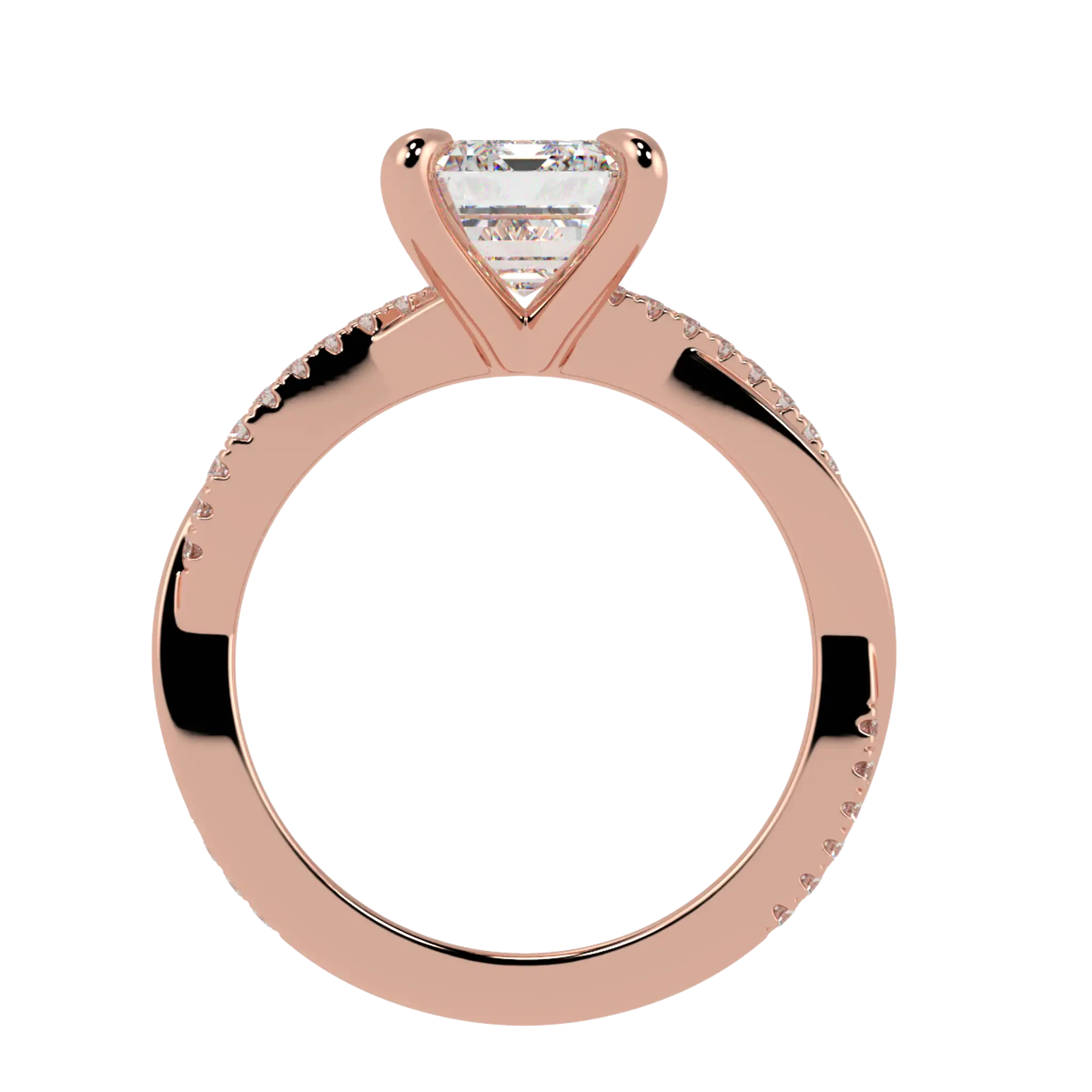 Jasmine 14K Rose Gold Accent Engagement Ring | Emerald Shape