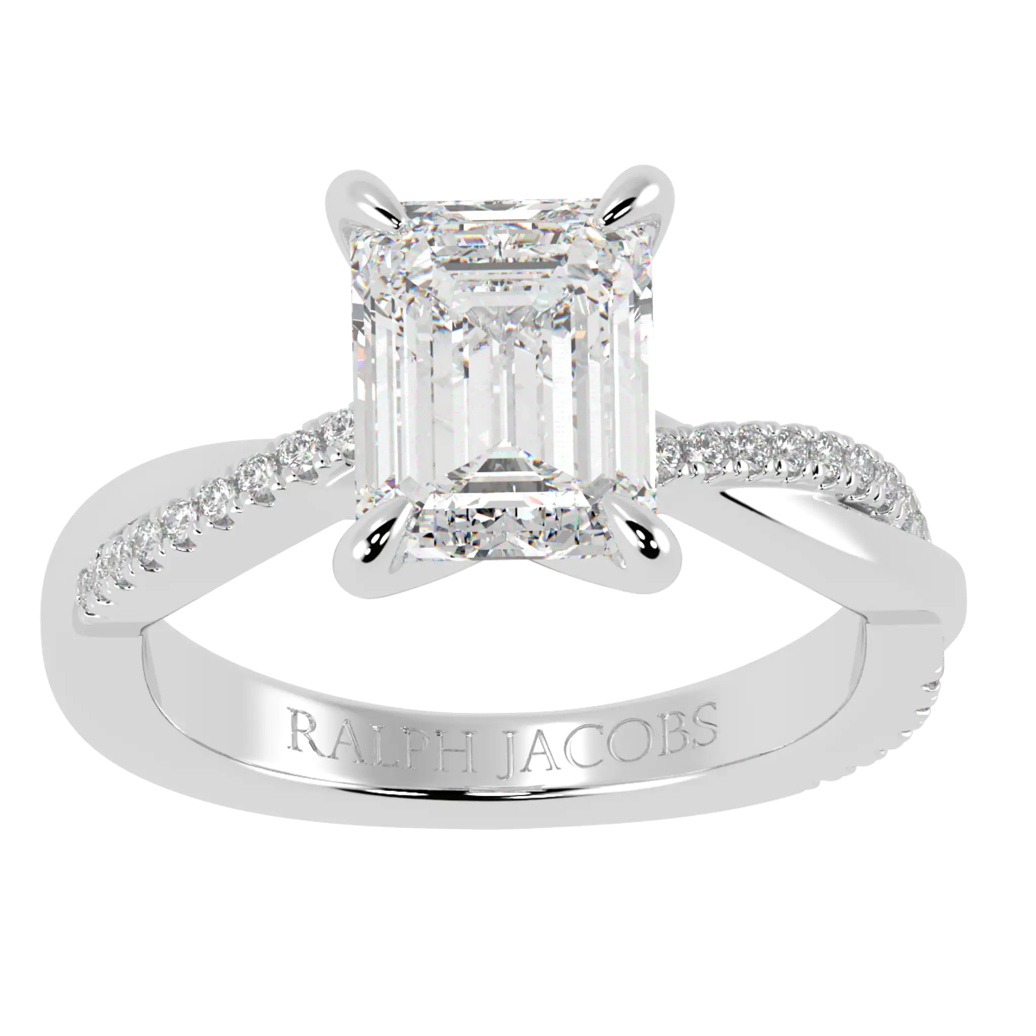 Jasmine Platinum Accent Engagement Ring | Emerald Shape