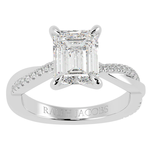 Jasmine Platinum Accent Engagement Ring | Emerald Shape