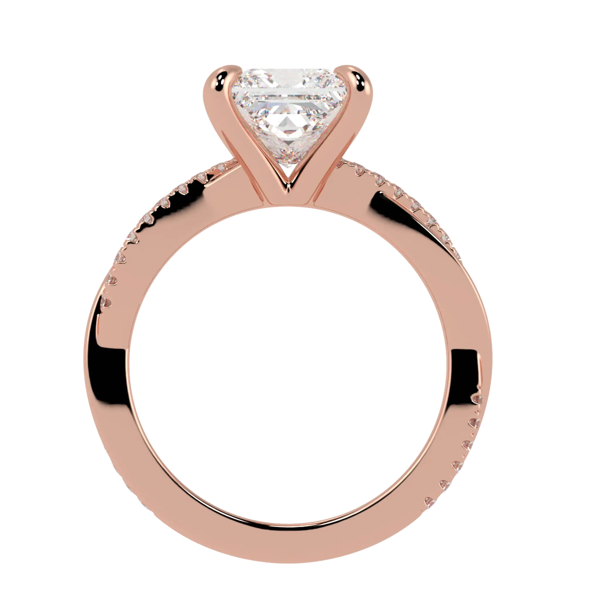 Bague de fiançailles Jasmine en or rose 14 carats | Forme princesse