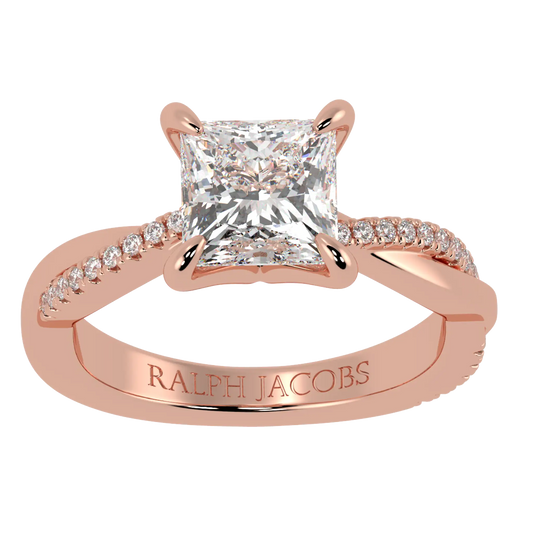 Jasmine 14K Rose Gold Accent Engagement Ring | Princess Shape