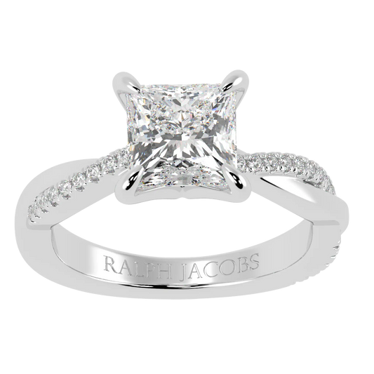 Jasmine Platinum Accent Engagement Ring | Princess Shape