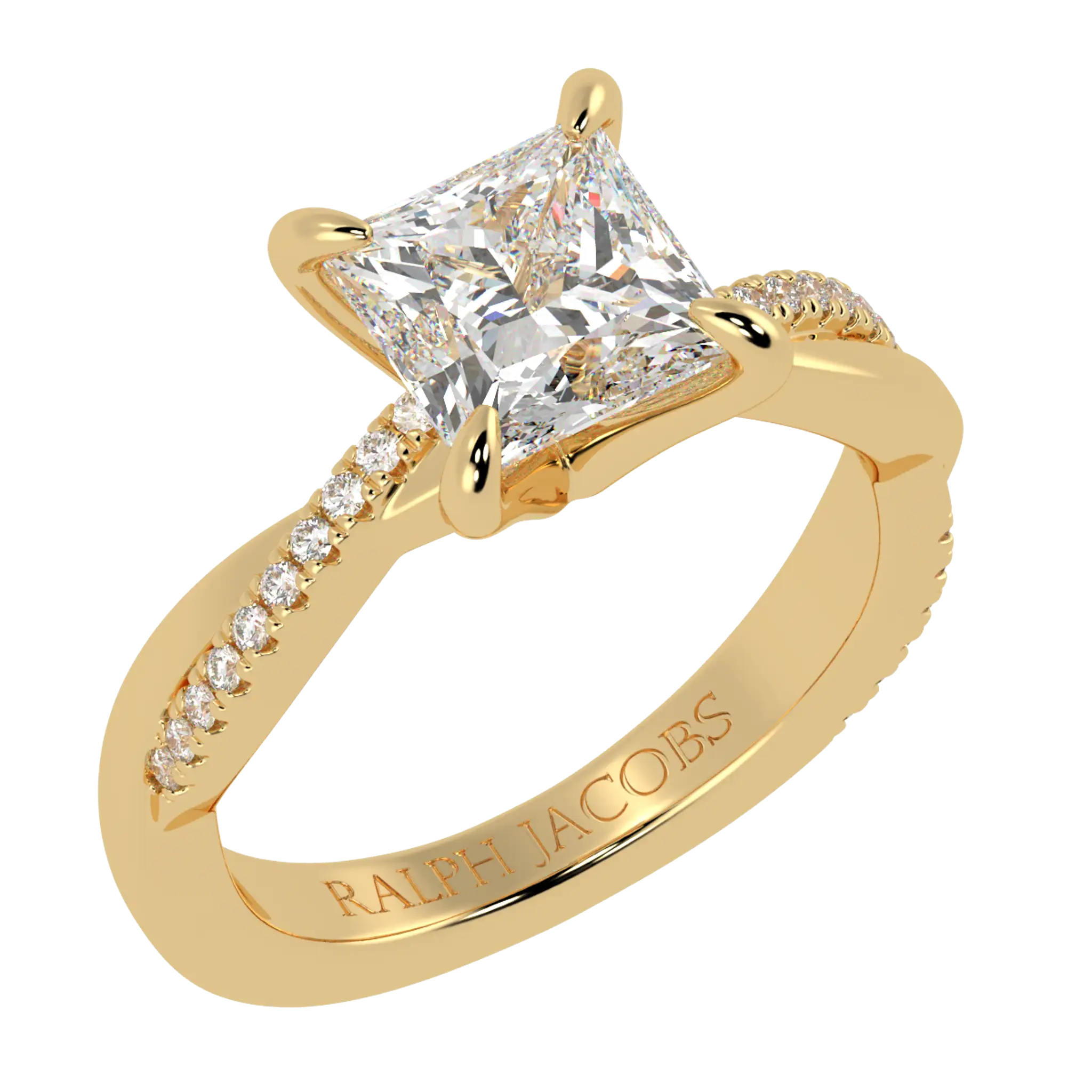 Jasmine 9K Yellow Gold Accent Engagement Ring | Princess Shape