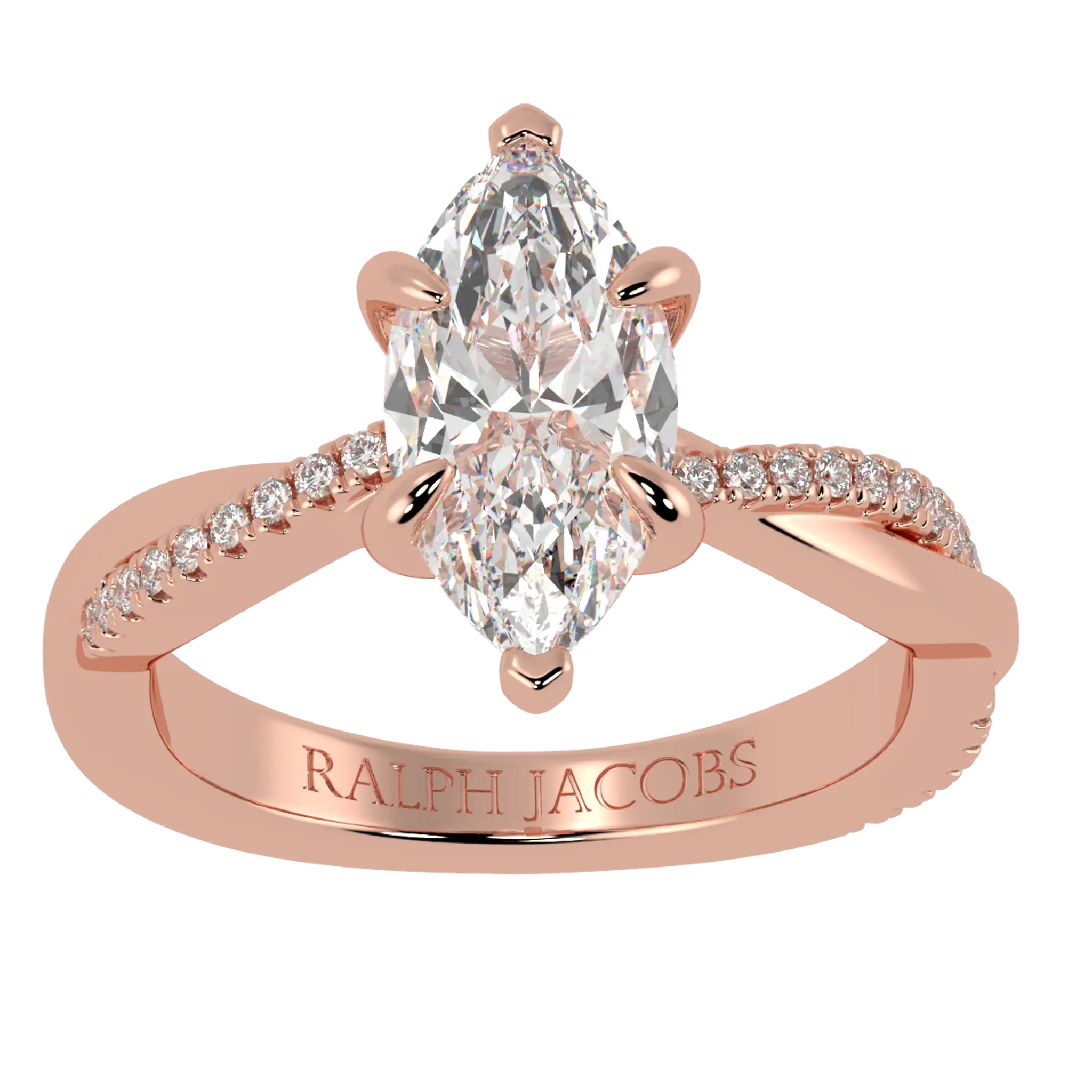 Bague de fiançailles Jasmine en or rose 14 carats | Forme marquise