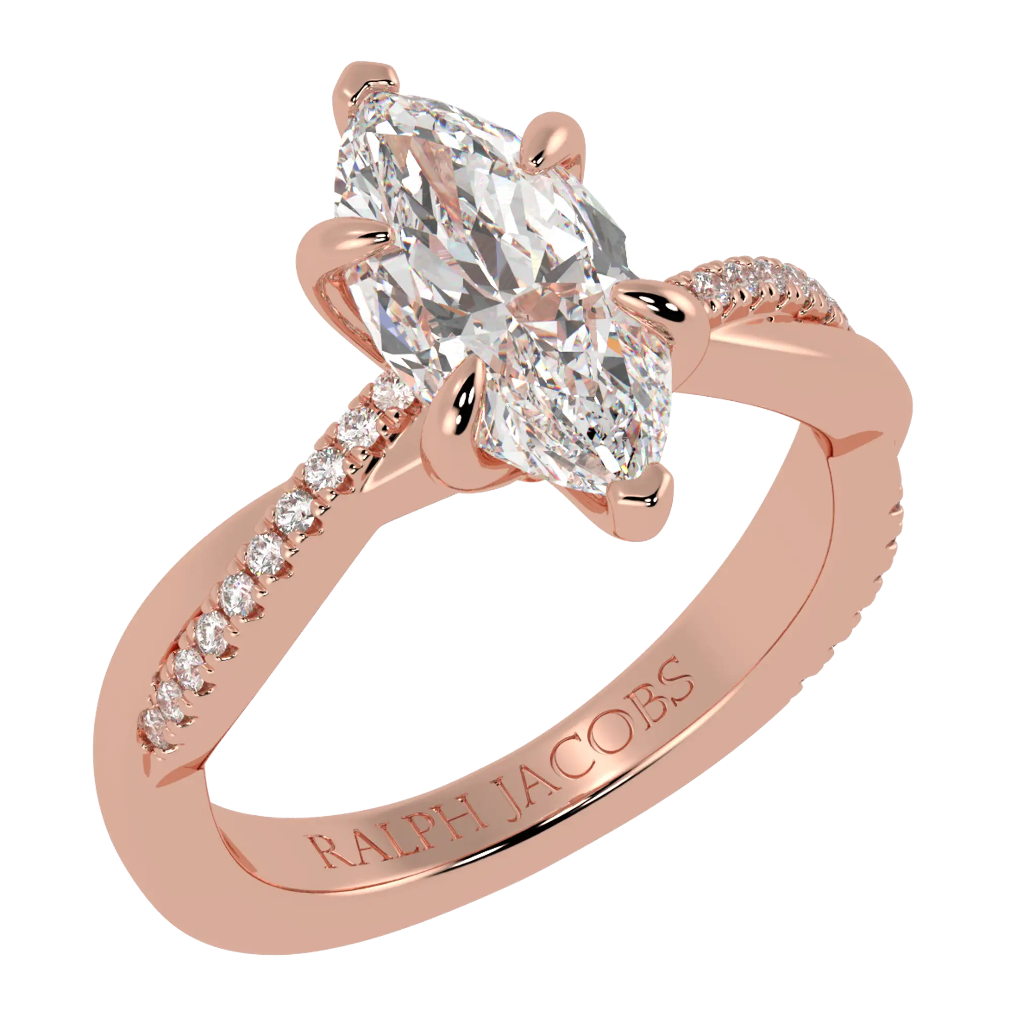 Jasmine 14K Rose Gold Accent Engagement Ring | Marquise Shape