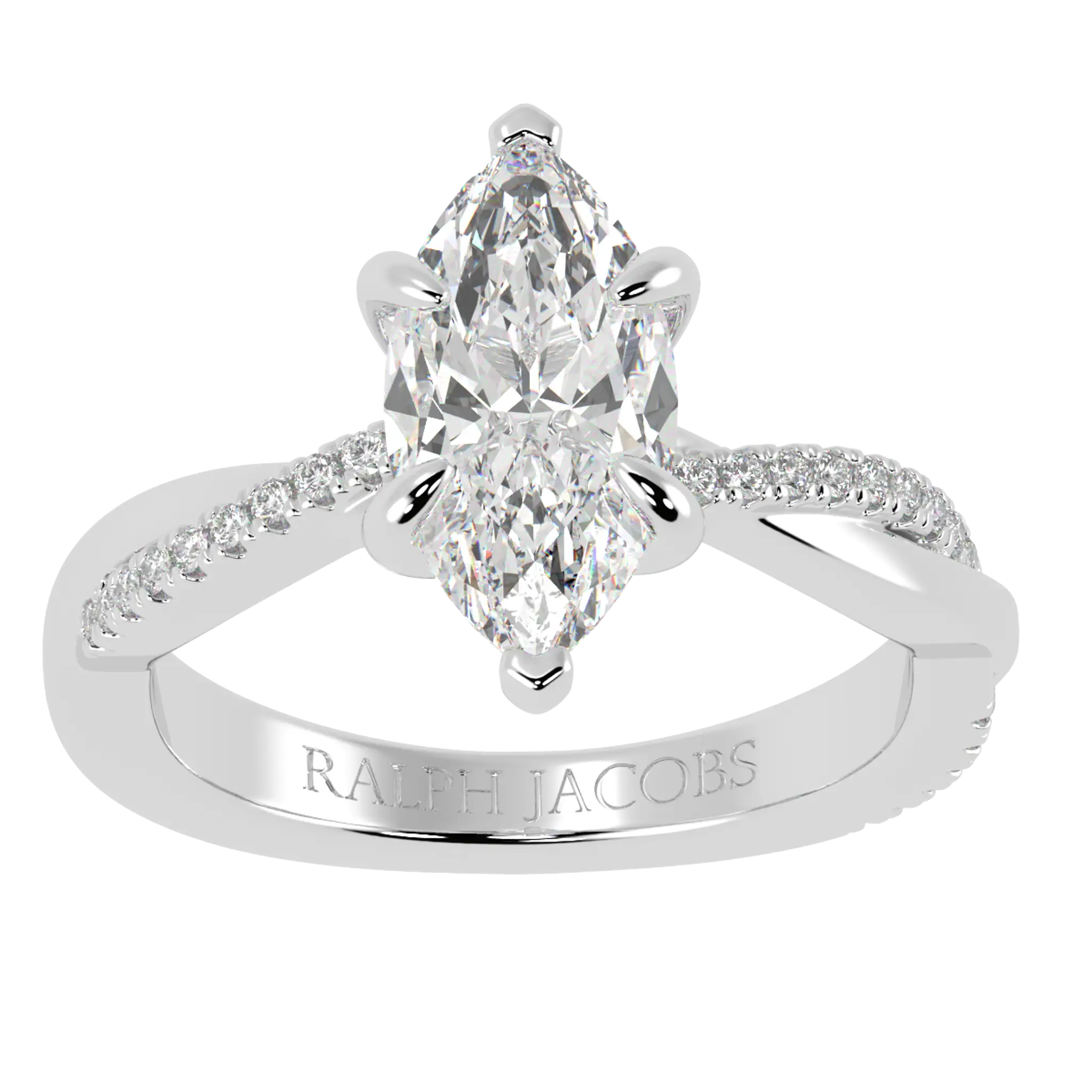 Bague de fiançailles Jasmine en or blanc 18 carats | Forme marquise