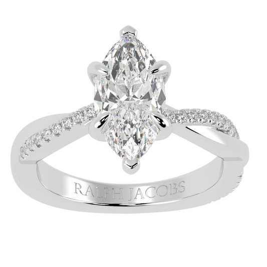 Jasmine Platinum Accent Engagement Ring | Marquise Shape