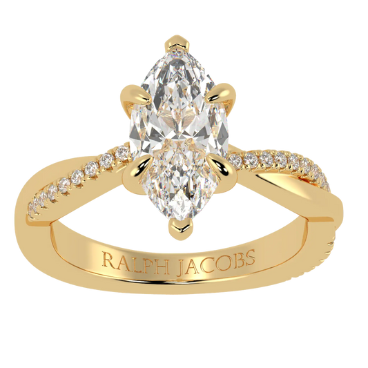 Jasmine 9K Yellow Gold Accent Engagement Ring | Marquise Shape