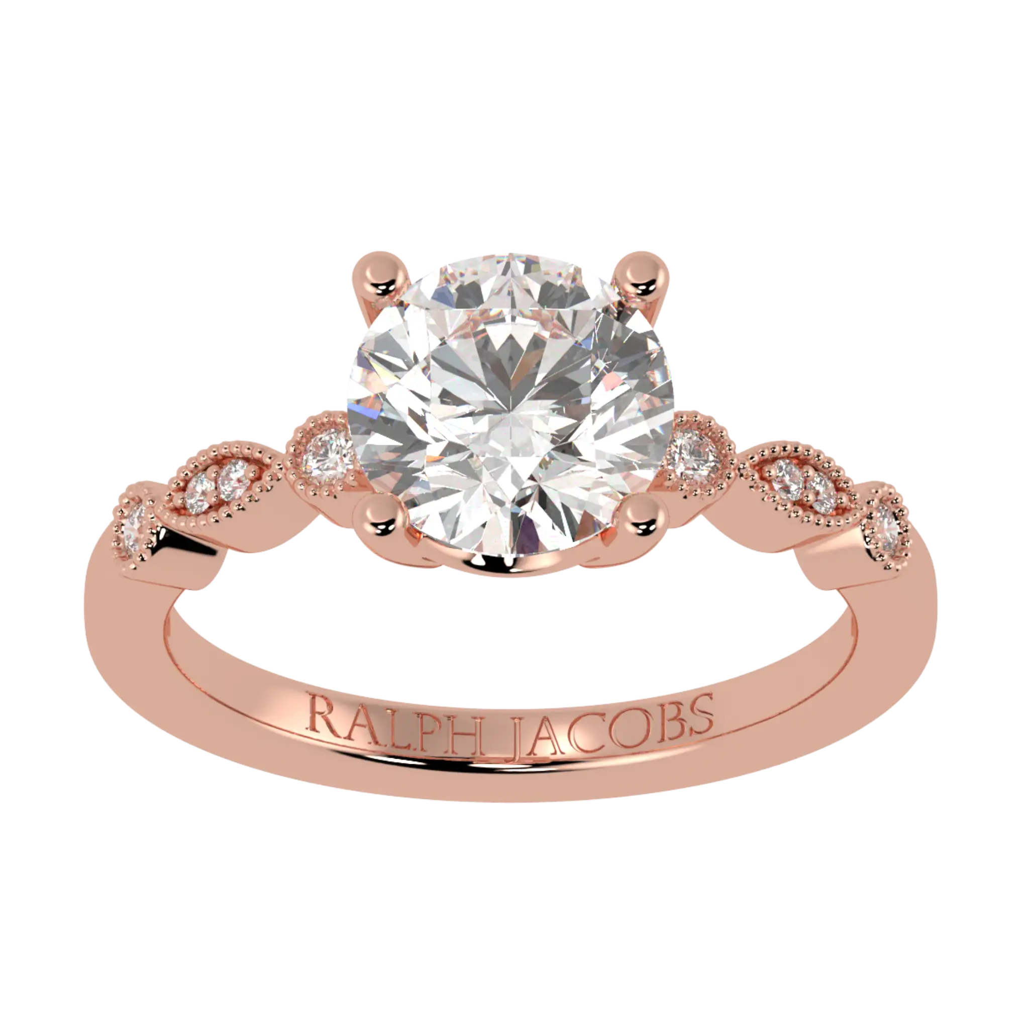 Bague de fiançailles Chanel en or rose 14 carats avec pierre d'accent