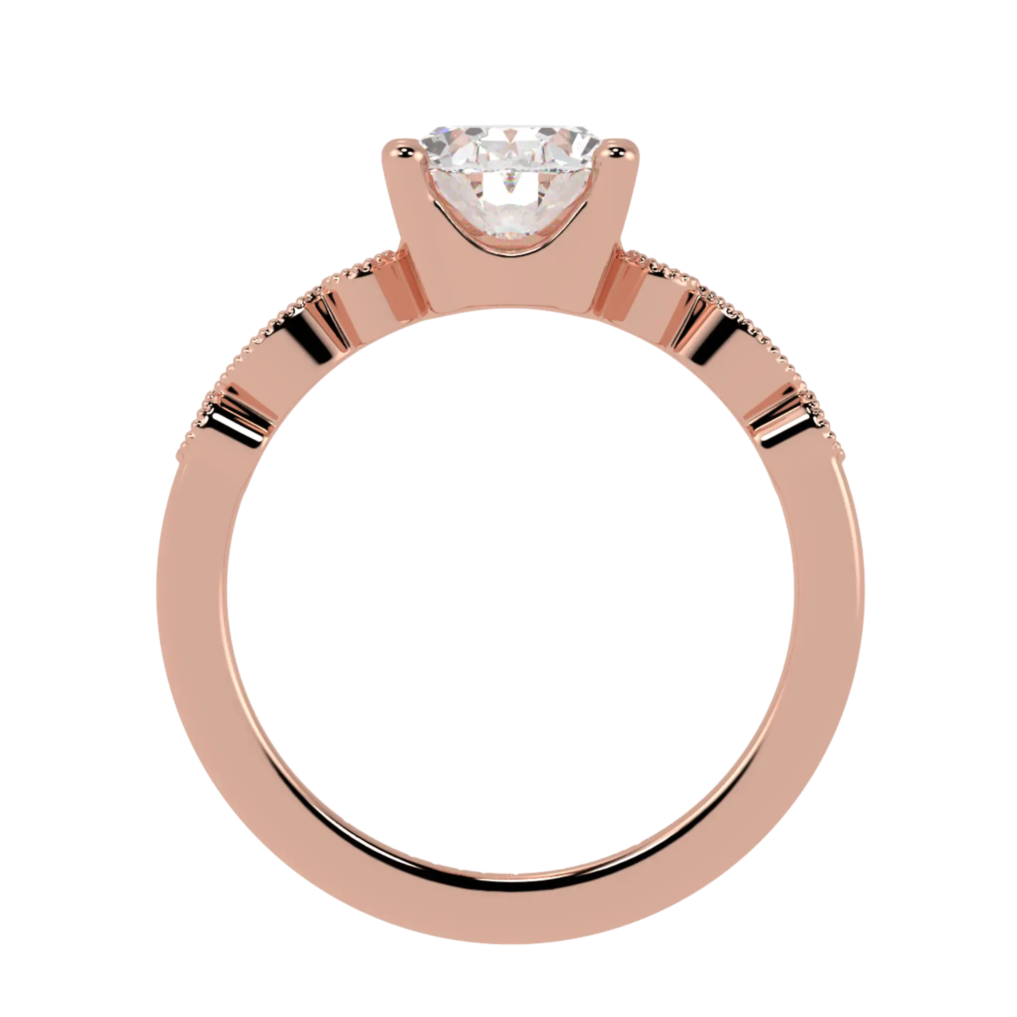 Bague de fiançailles Chanel en or rose 14 carats avec pierre d'accent - forme ovale