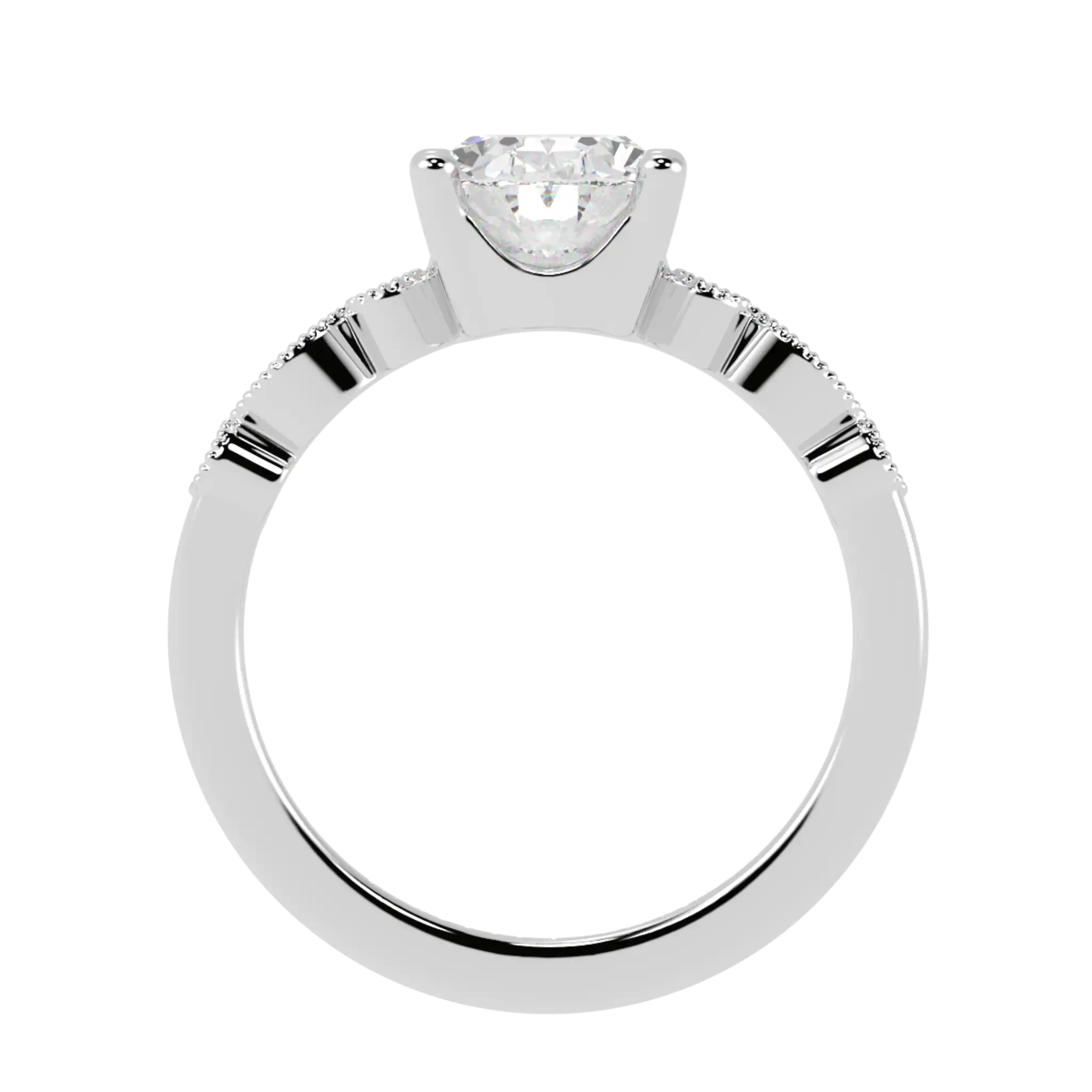 Chanel 9K White Gold Accent Stone Engagement Ring - Oval Shape