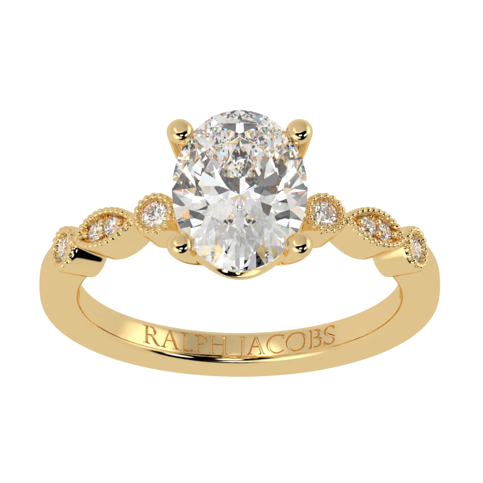 Chanel 18K Yellow Gold Accent Stone Engagement Ring - Oval Shape