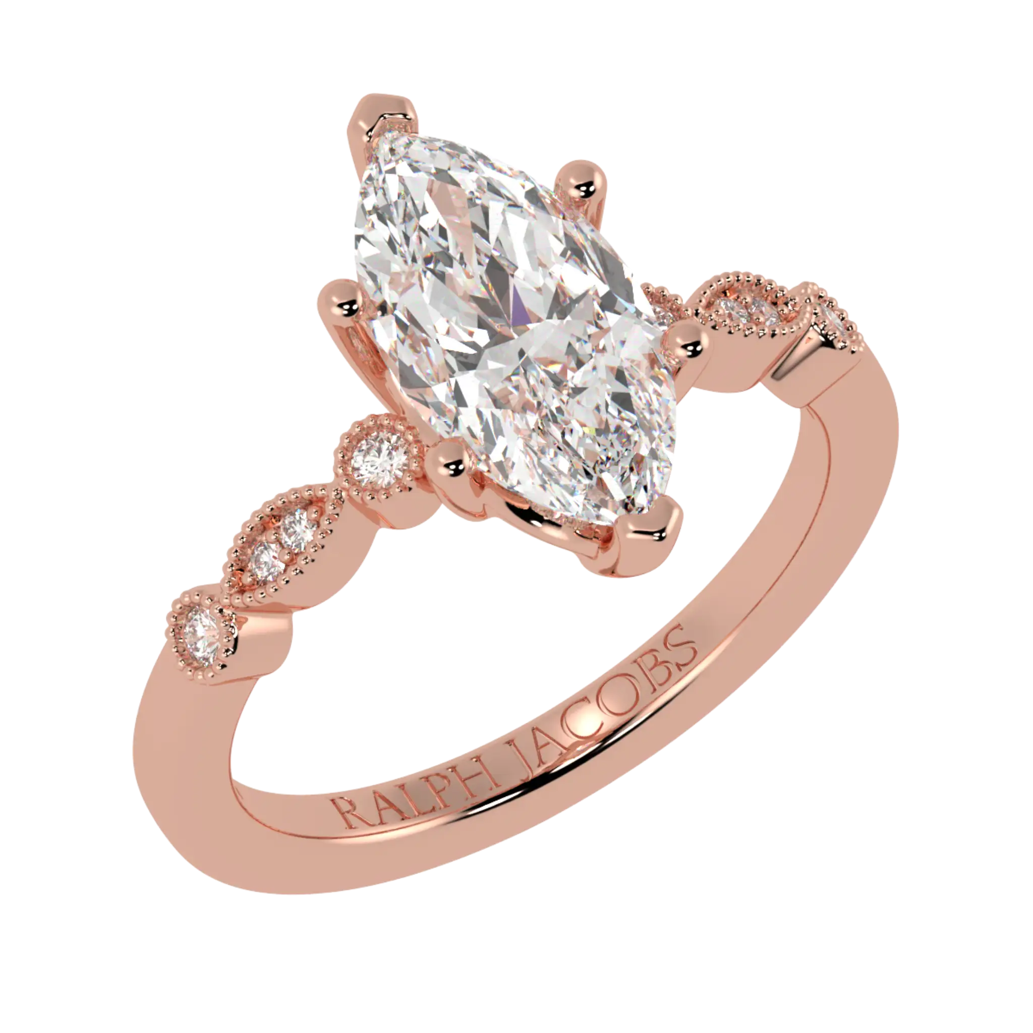 Chanel 14K Rose Gold Accent Stone Engagement Ring - Marquise Shape