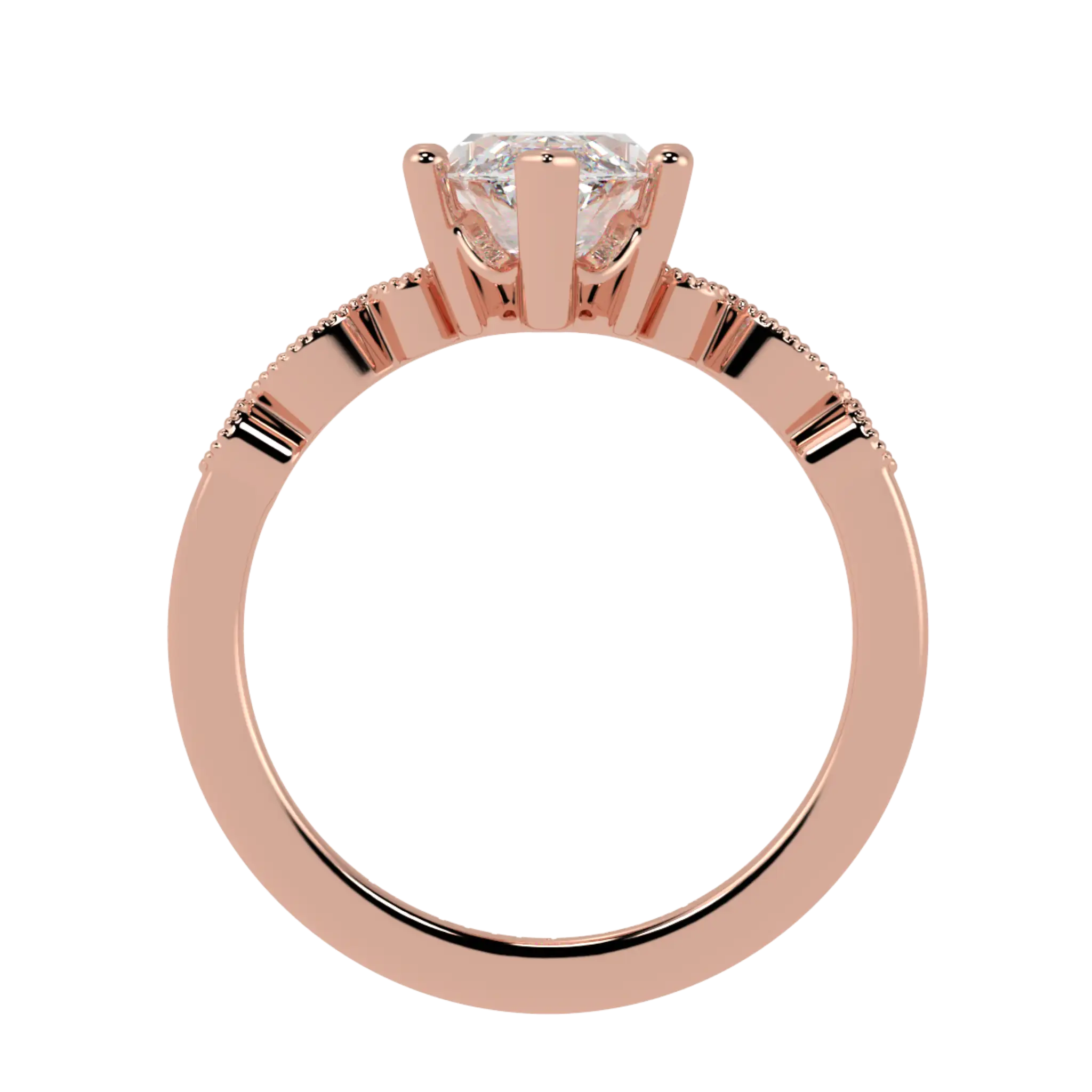 Bague de fiançailles Chanel en or rose 14 carats avec pierre d'accent - forme marquise