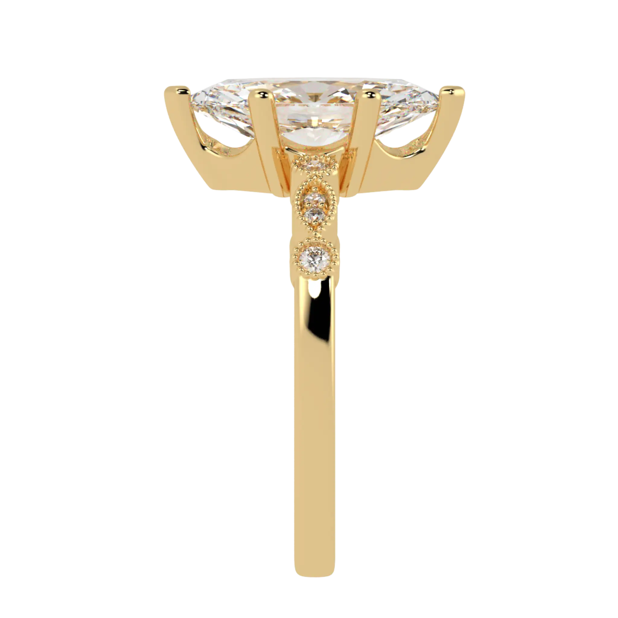 Chanel 9K Yellow Gold Accent Stone Engagement Ring - Marquise Shape