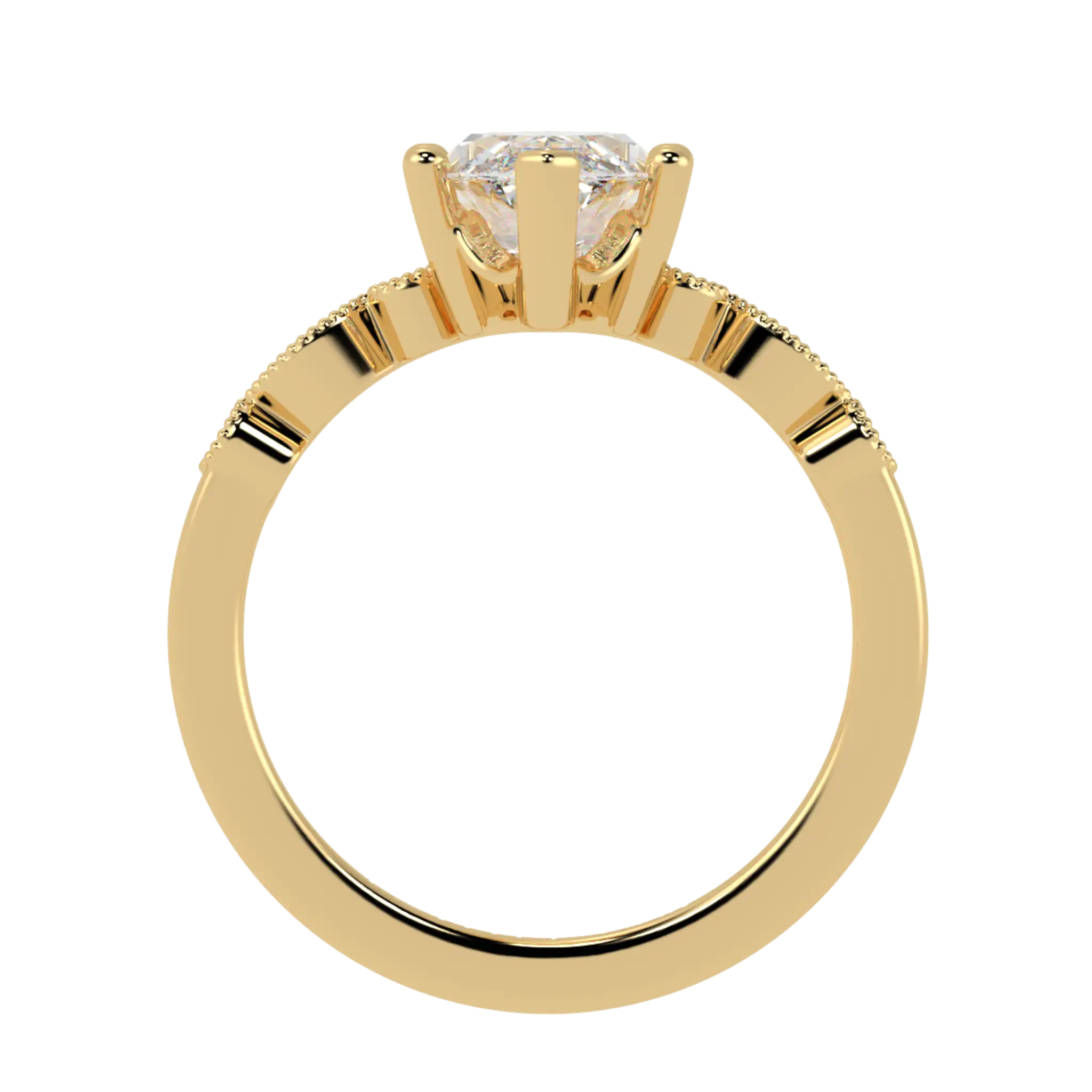 Chanel 9K Yellow Gold Accent Stone Engagement Ring - Marquise Shape