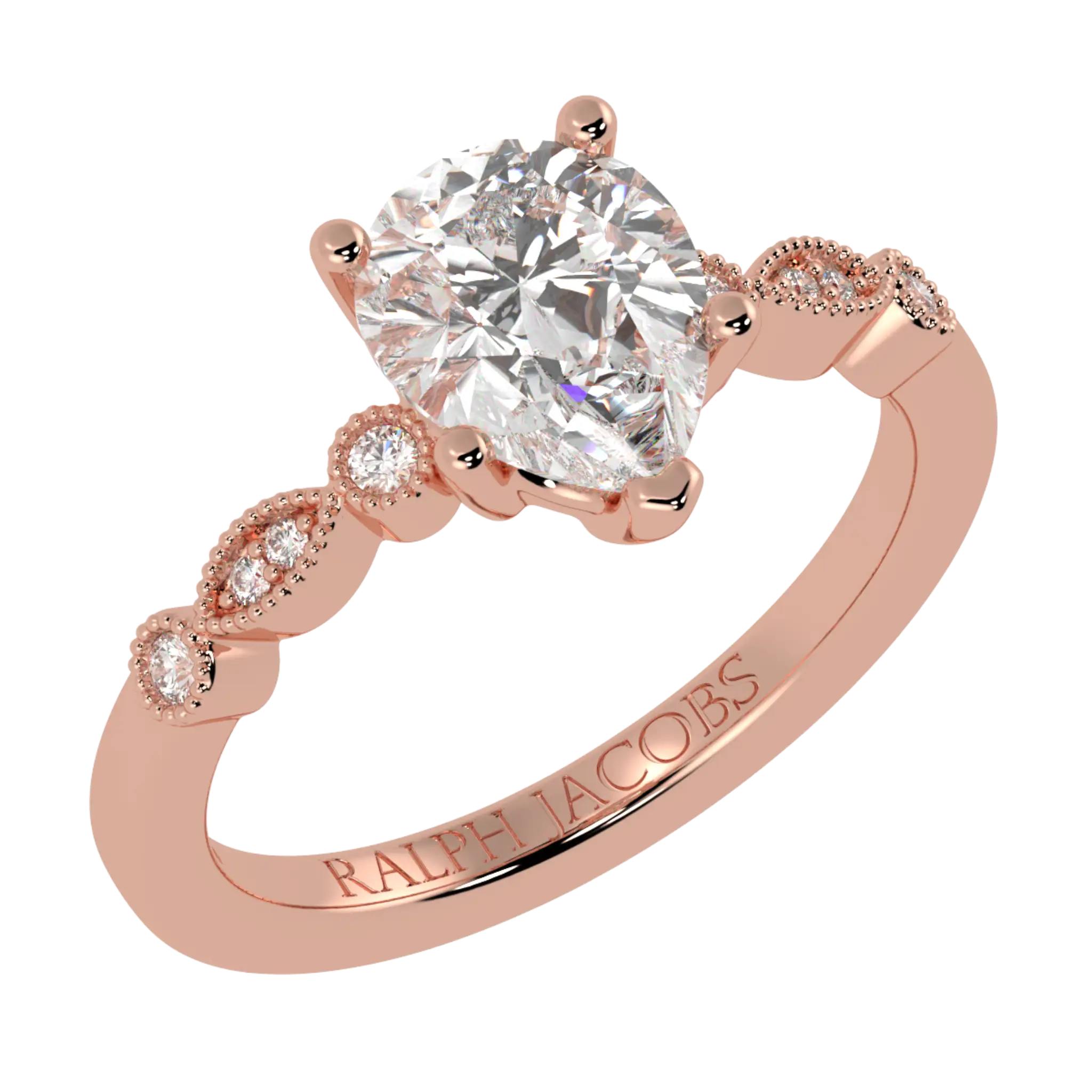 Chanel 14K Rose Gold Accent Stone Engagement Ring - Pear Shape