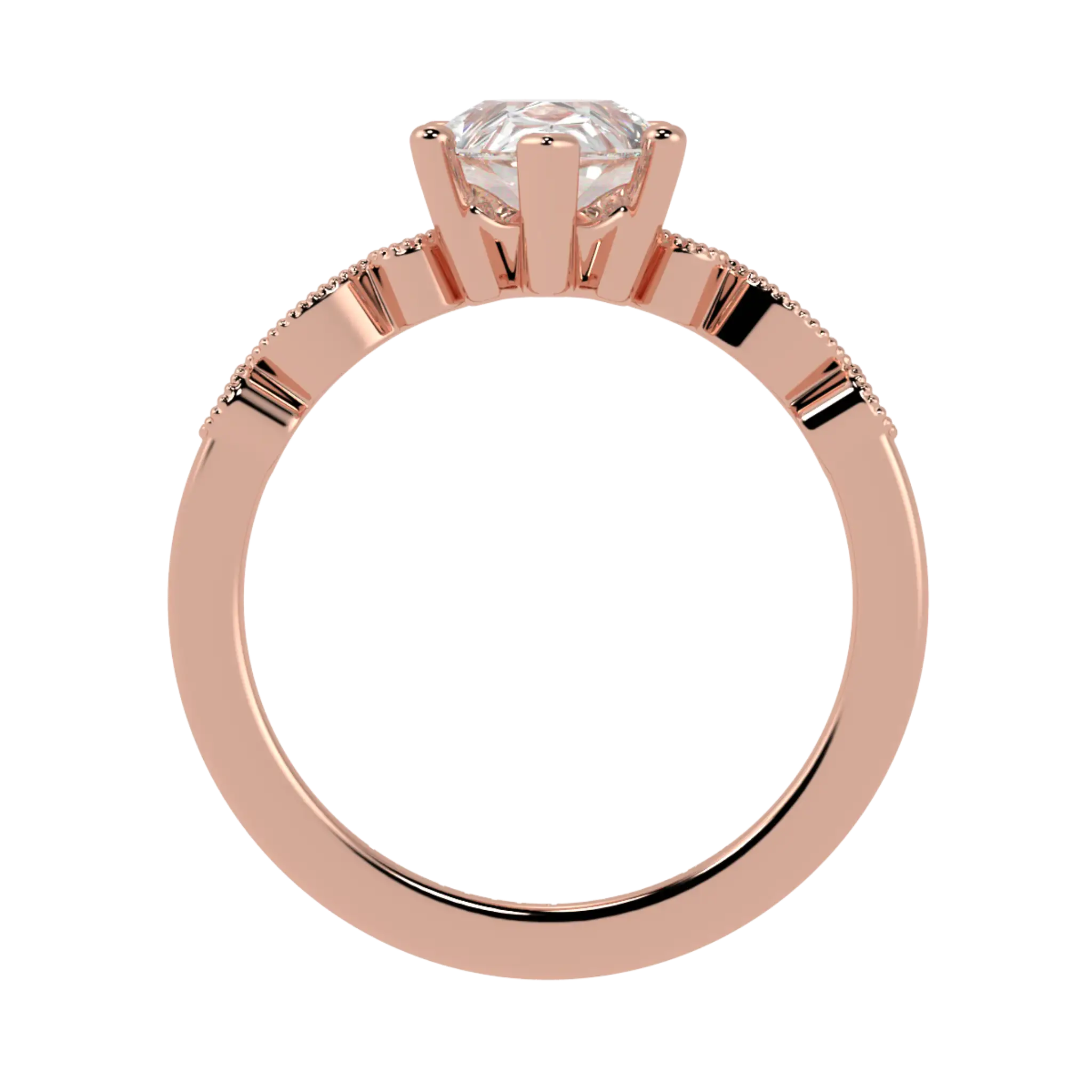 Bague de fiançailles Chanel en or rose 14 carats avec pierre d'accent - forme poire