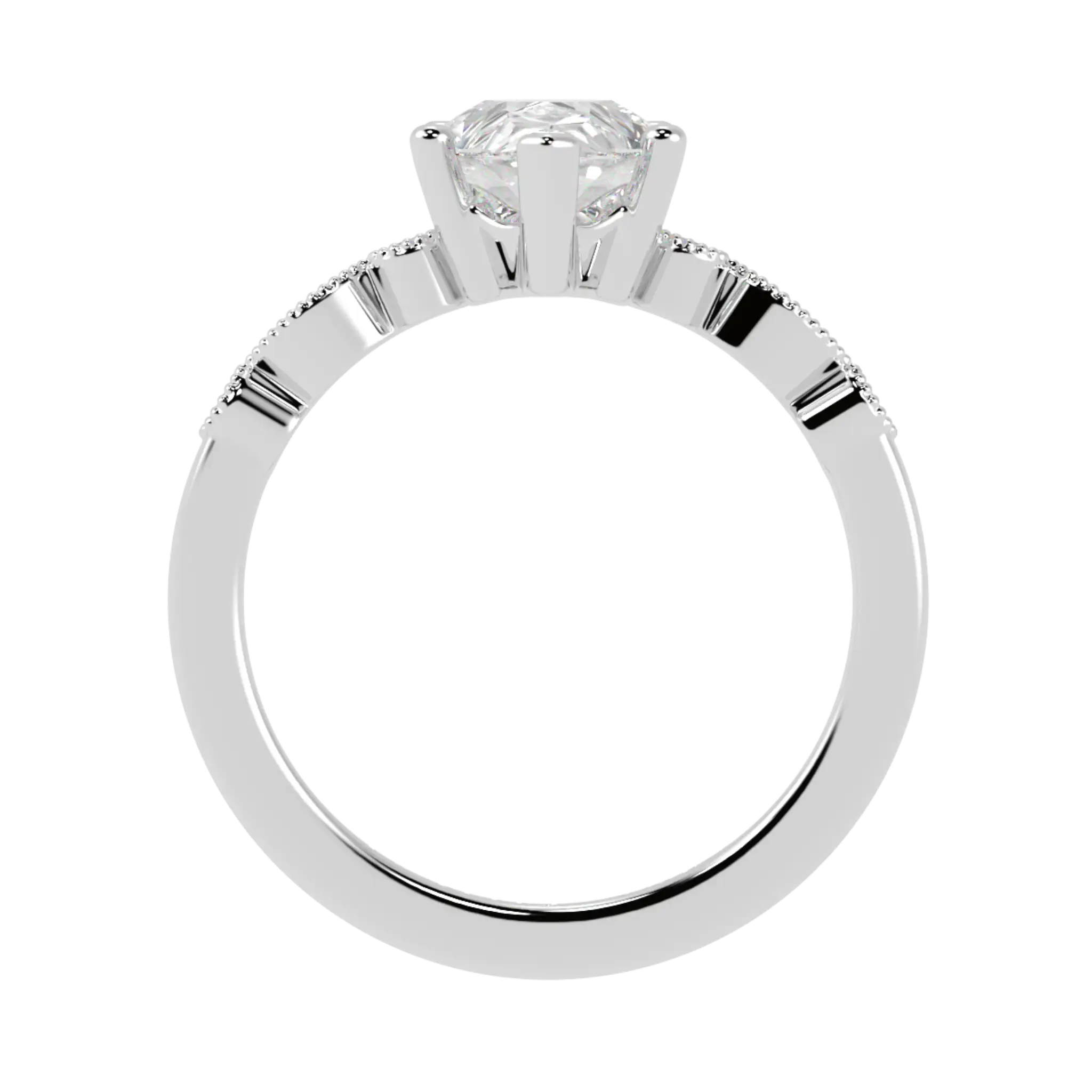 Bague de fiançailles en or blanc 9 carats avec pierre d'accentuation Chanel - Forme poire