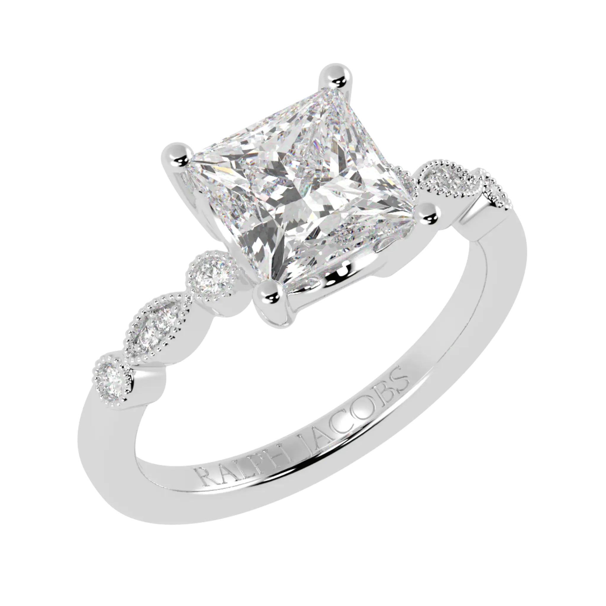 Chanel Platinum Accent Stone Engagement Ring - Princess Shape