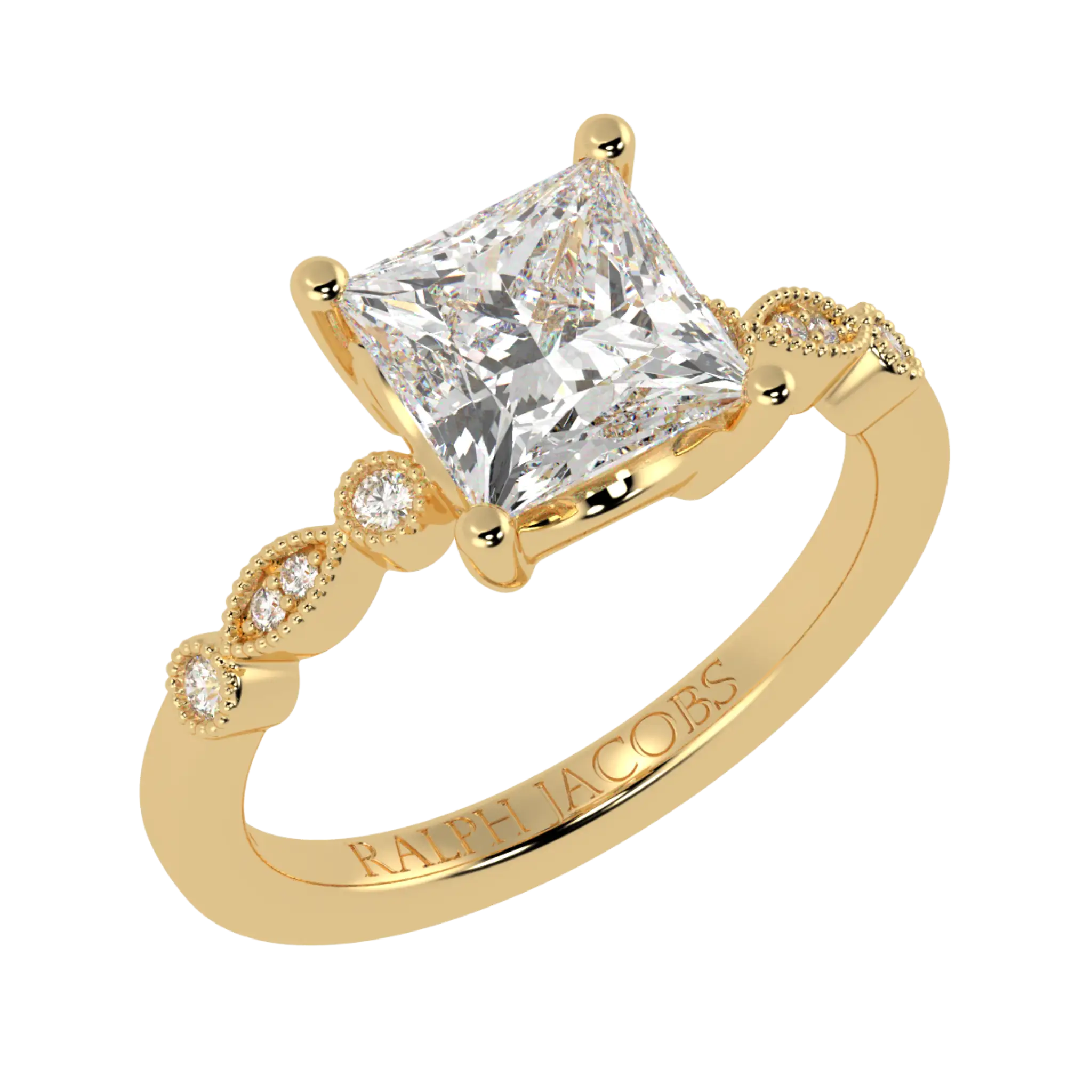 Chanel 9K Yellow Gold Accent Stone Engagement Ring - Princess Shape