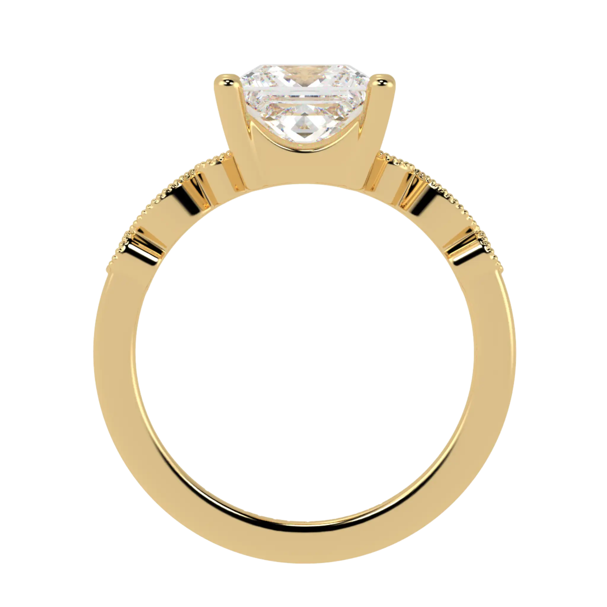 Chanel 9K Yellow Gold Accent Stone Engagement Ring - Princess Shape