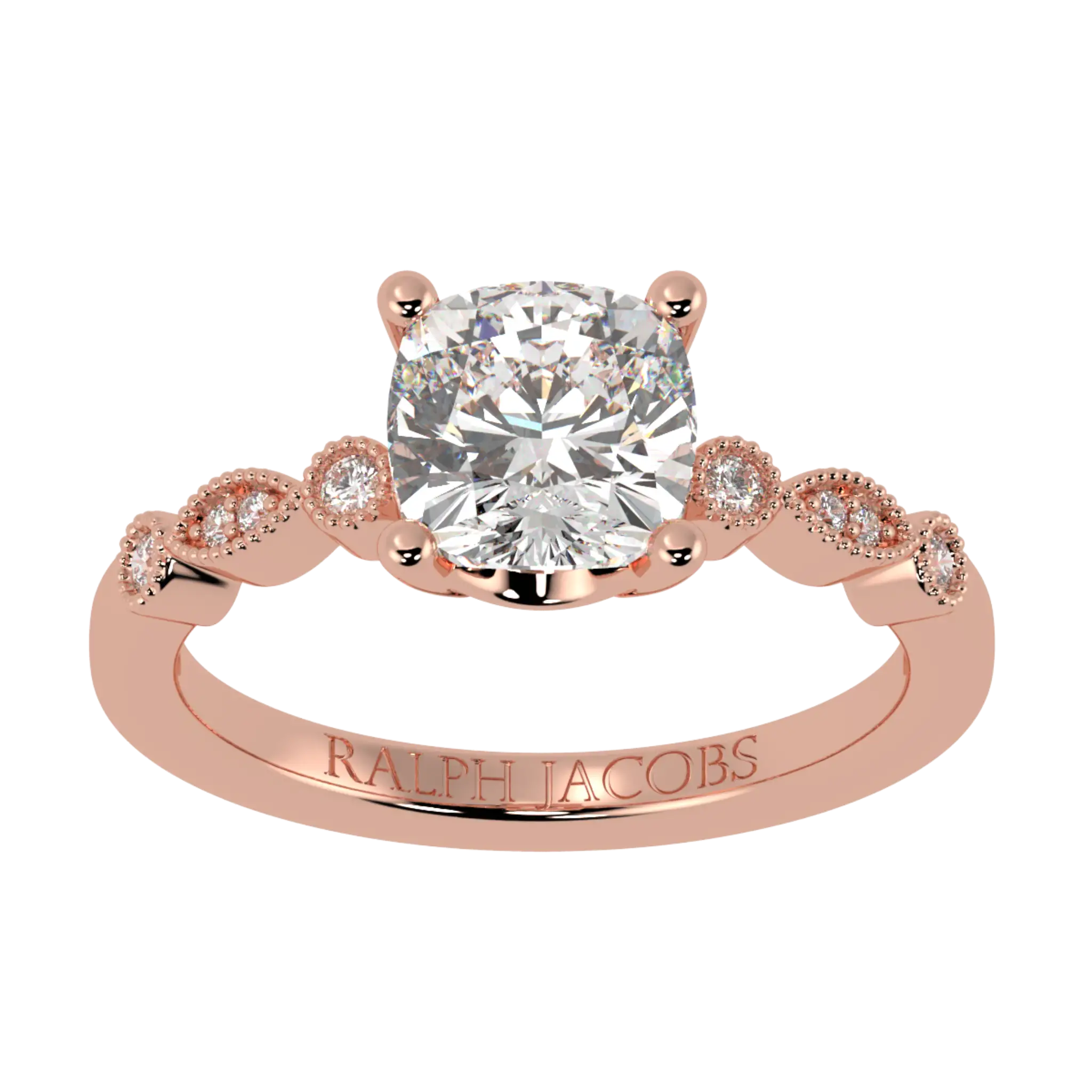 Chanel 14K Rose Gold Accent Stone Engagement Ring - Cushion Shape