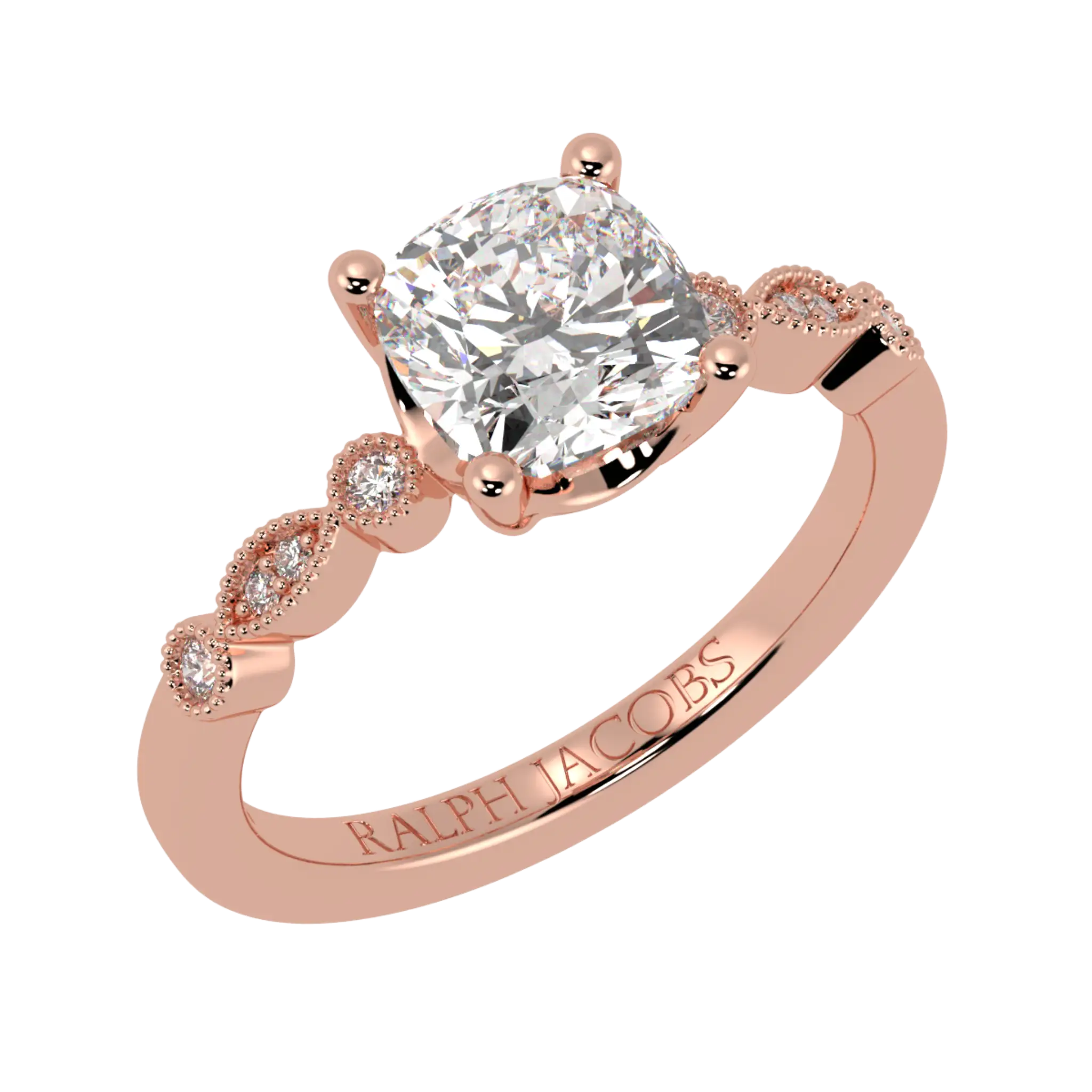 Chanel 14K Rose Gold Accent Stone Engagement Ring - Cushion Shape