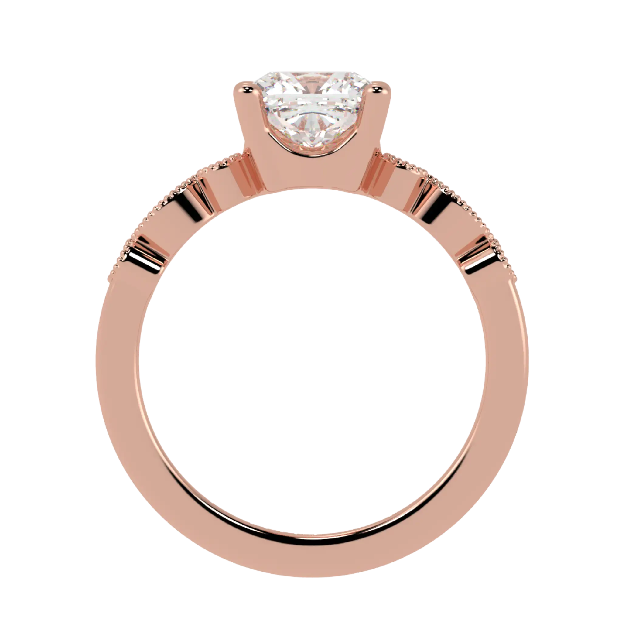 Bague de fiançailles Chanel en or rose 14 carats avec pierre d'accent - forme coussin