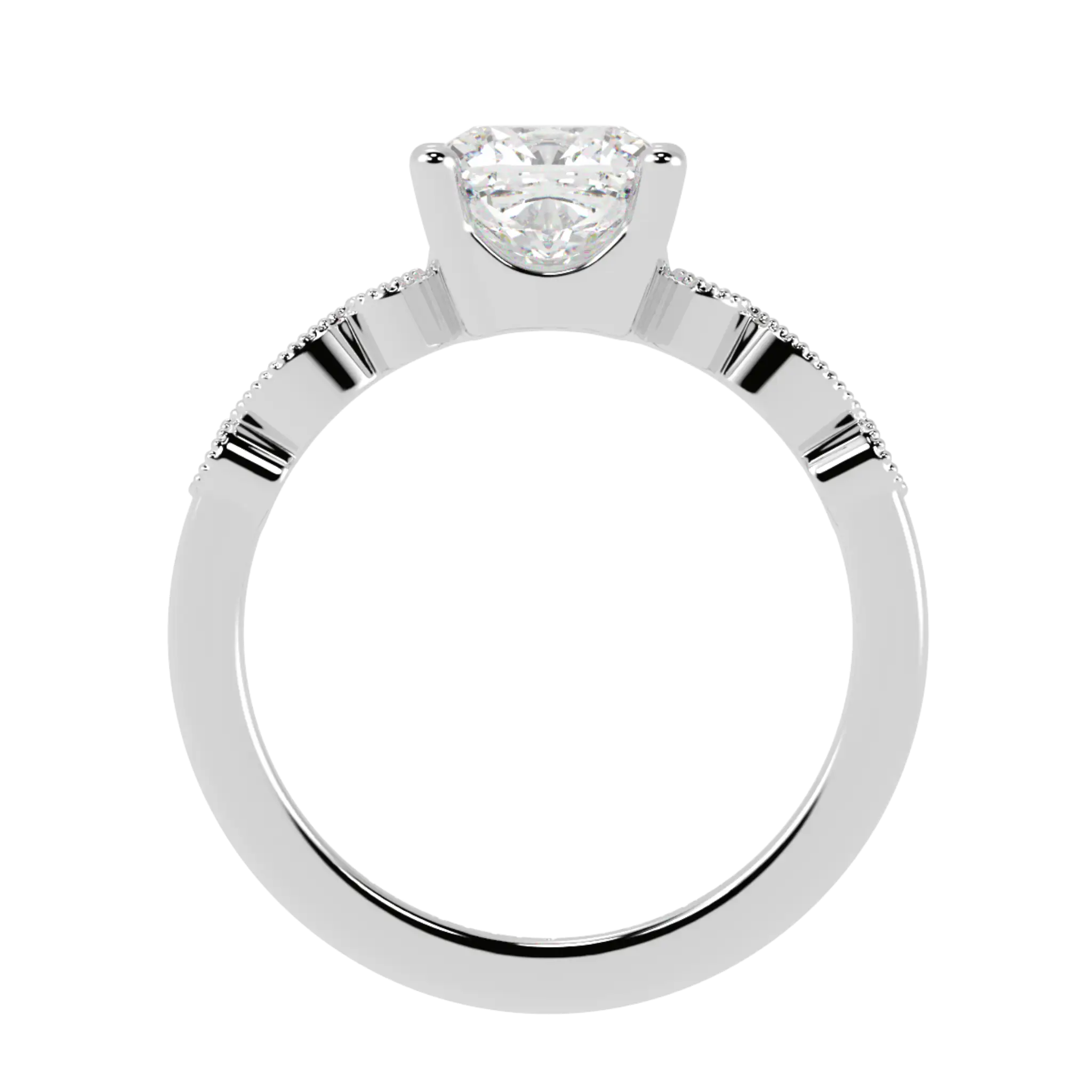 Chanel 18K White Gold Accent Stone Engagement Ring - Cushion Shape