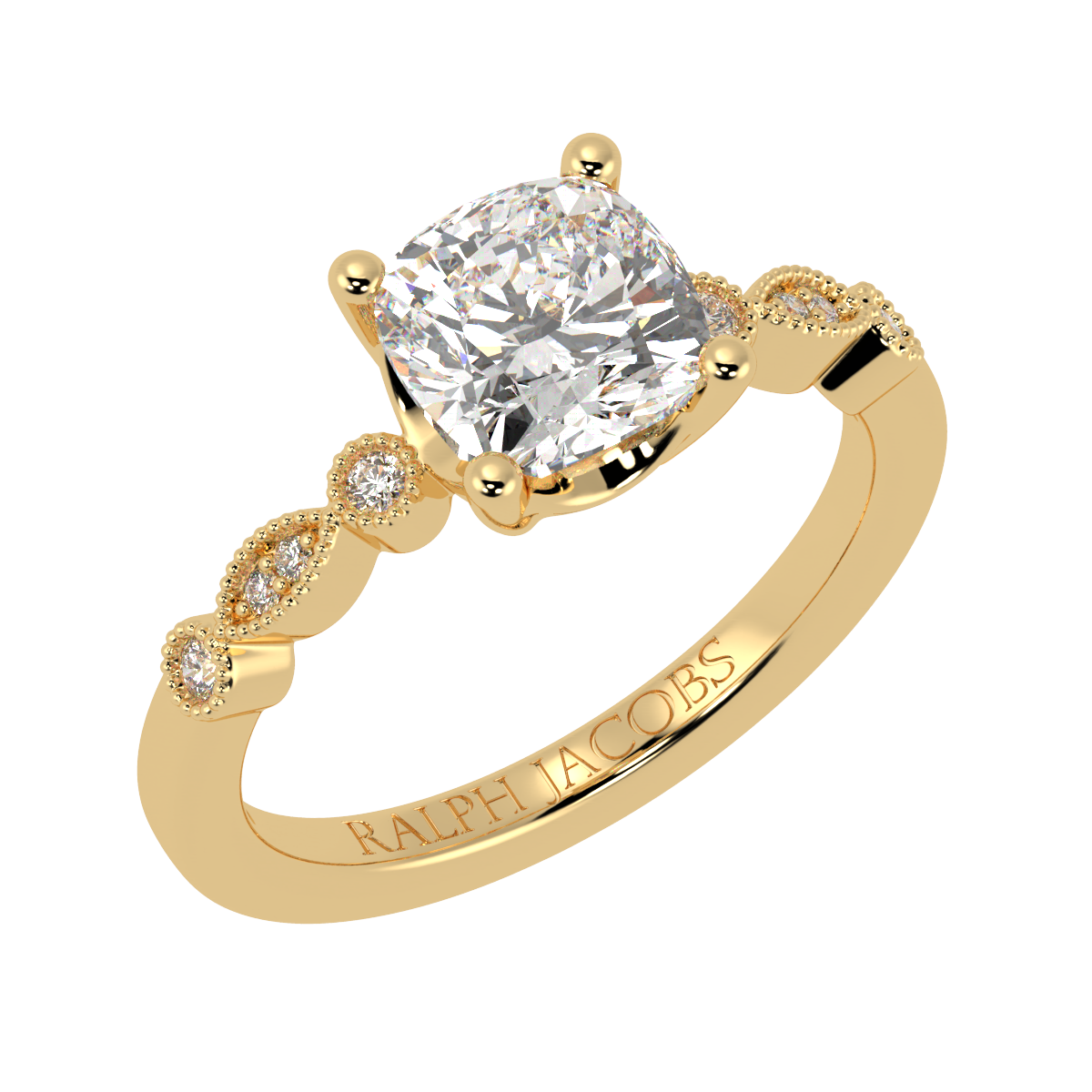 Chanel 9K Yellow Gold Accent Stone Engagement Ring - Cushion Shape